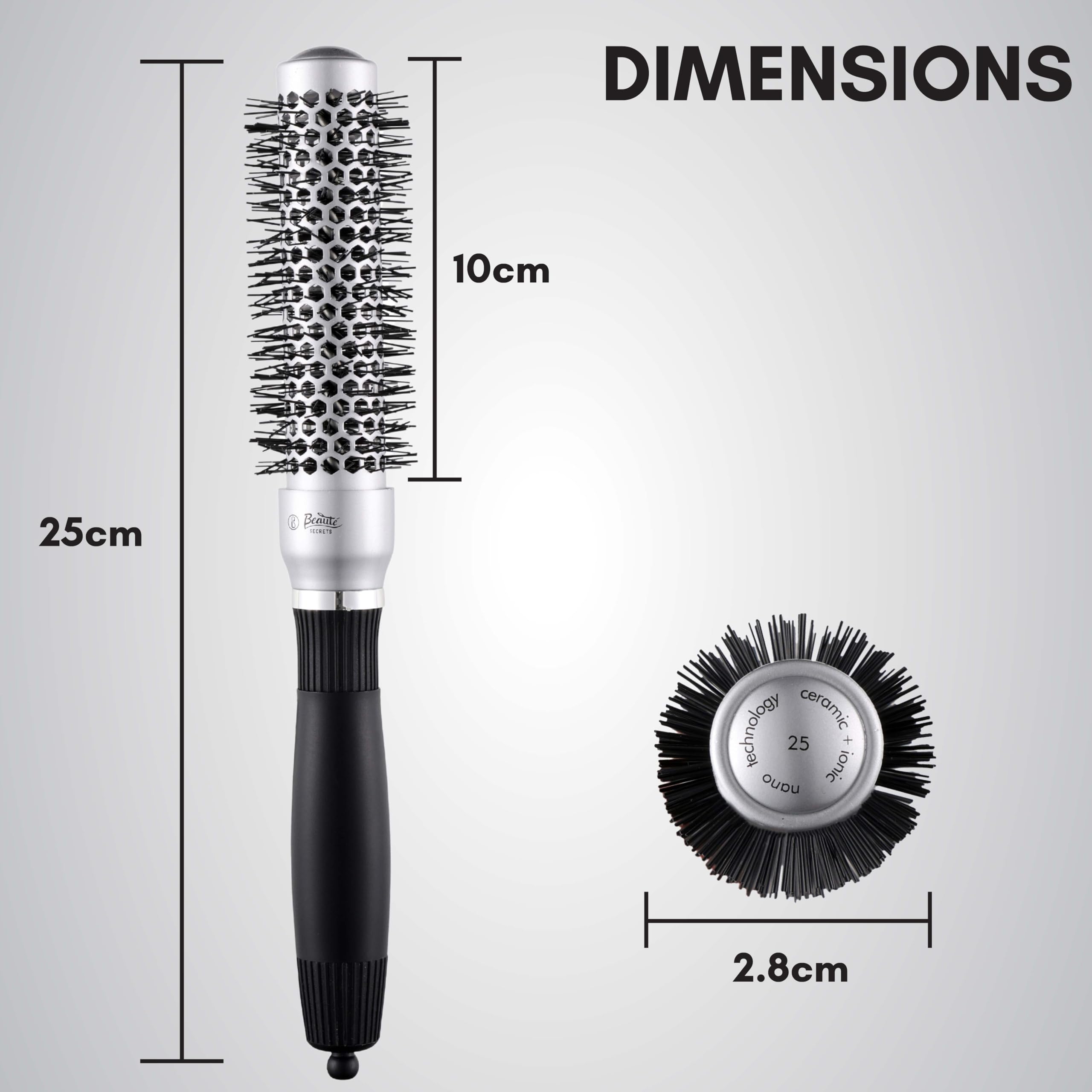 Beauté Secrets Professional Round Hair Brush for Women & Men - Blow Dryer Brush, Styling Comb for Voluminous, Bouncy Curls - Perfect for Salon-Quality Hair at Home, Travel & Daily Styling
