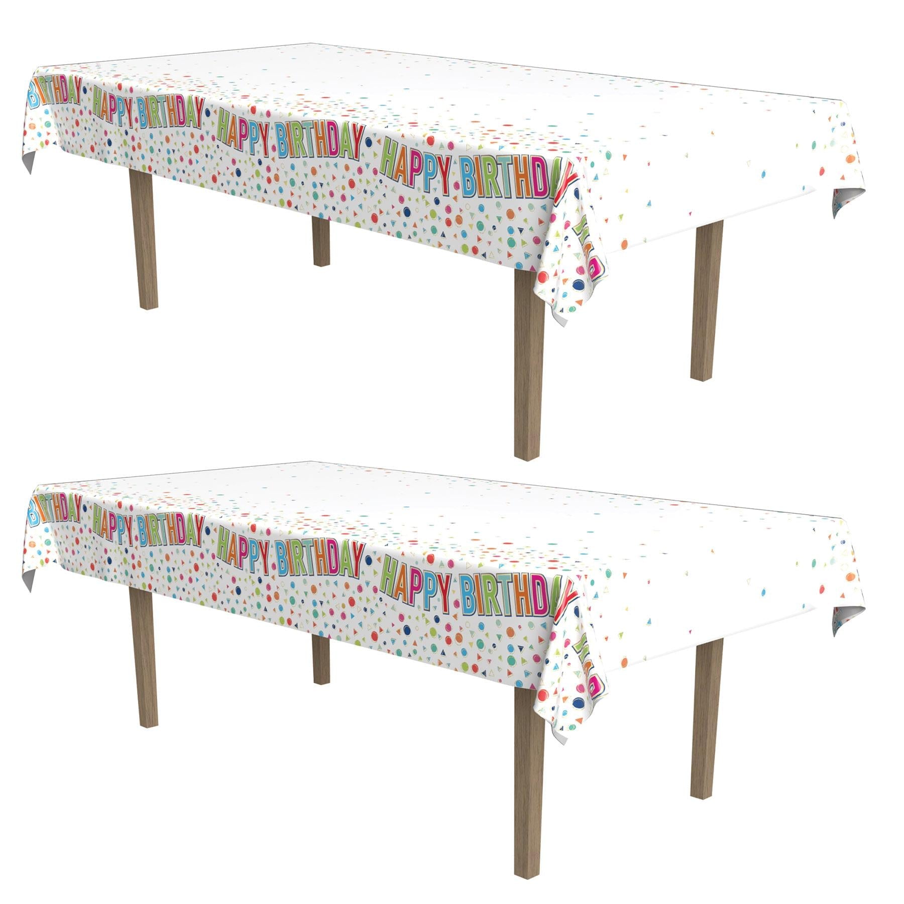 12 Pack Beistle Happy Birthday Party Tablecover - Colorful Disposable Tablecloth for Birthday Celebrations, Baby Showers & Special Events