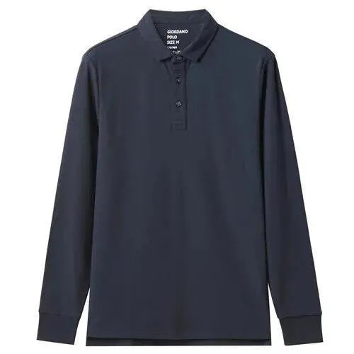 Premium Thick Cotton Men's Polo Shirt - Long Sleeve Casual Button Down Shirt for Business, Golf & Everyday Wear
