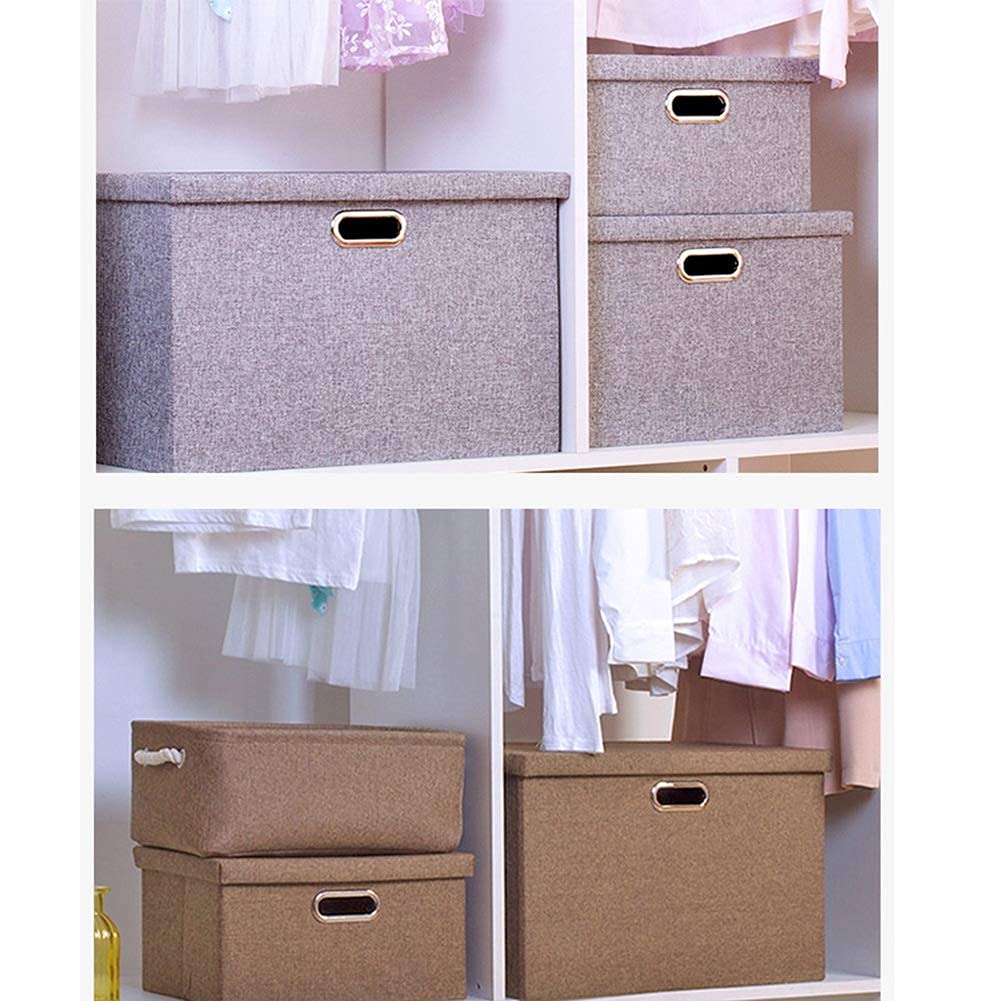 Thickened Foldable Laundry Basket with Handles - Large Clothes Storage Bin for Home Organization (48x32x30cm Beige) | Perfect for Bedroom, Closet & Laundry Room Storage Solutions
