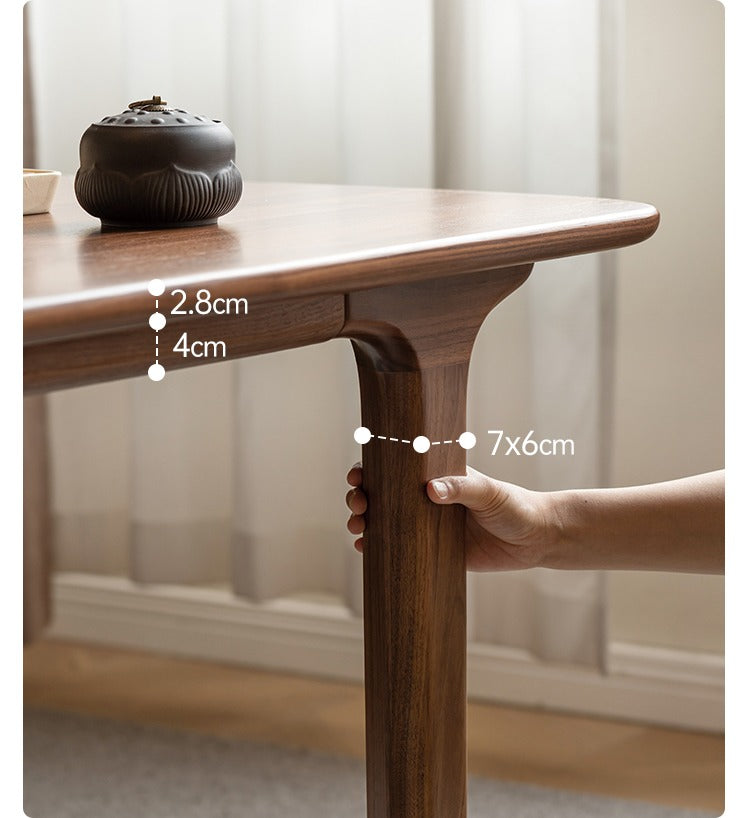 Premium Black Walnut Solid Wood Rectangular Coffee Table - Rustic Modern Living Room Furniture for Home Decor & Tea Time Relaxation