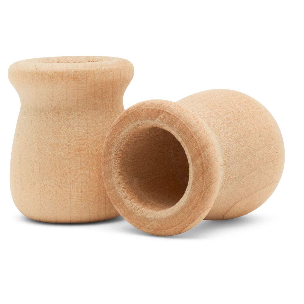500 Unfinished Wood Candle Holders - 1-5/16 Inch Bean Pot Candle Cups with 5/8 Inch Hole - Wood Turnings for DIY Crafts & Home Decor by Woodpeckers - Perfect for Wedding Centerpieces, Holiday Decorations & Candle Making Projects