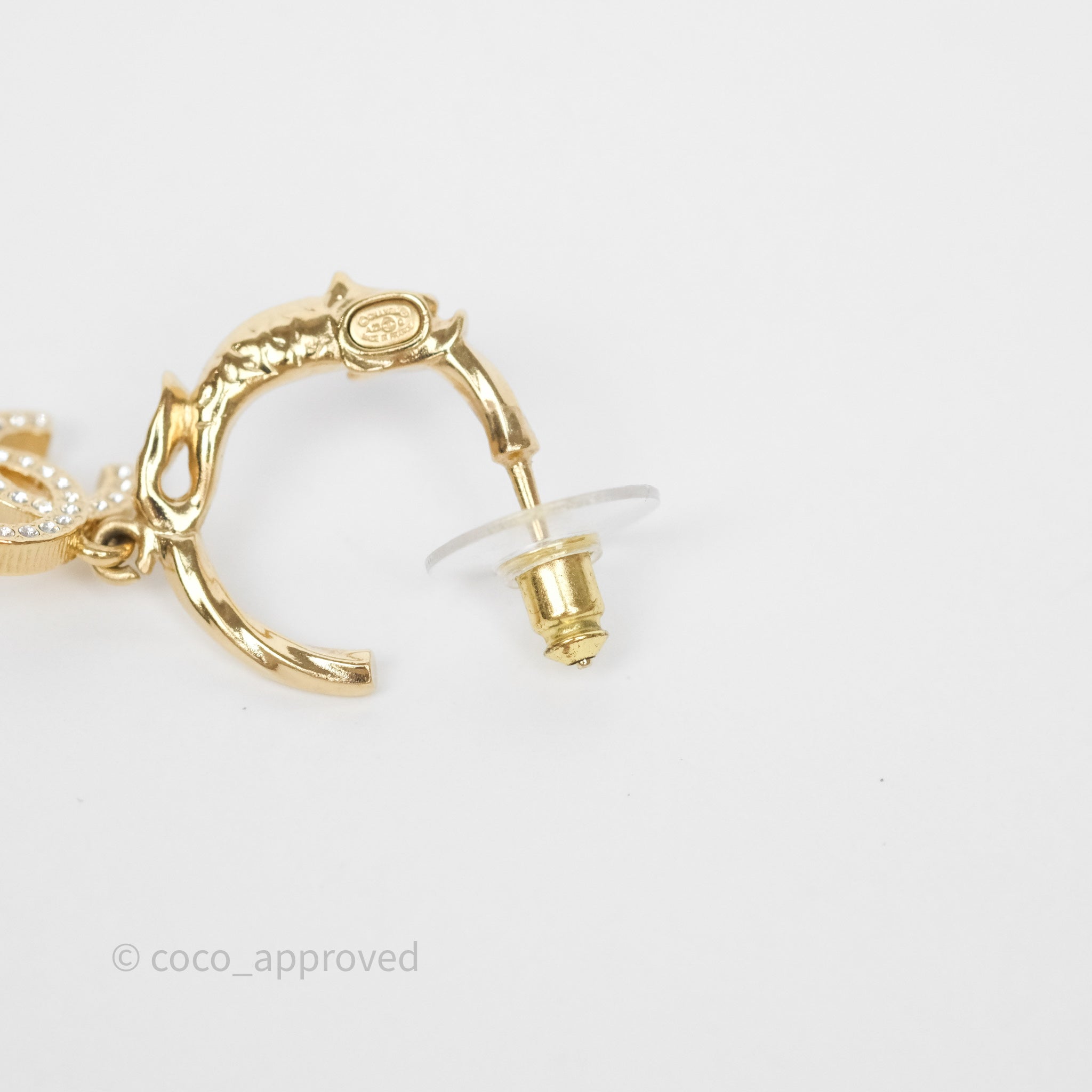 Chanel CC Crystal Hoop Earrings Gold Tone 23C - Luxury Fashion Jewelry for Women | Perfect for Parties, Weddings & Special Occasions