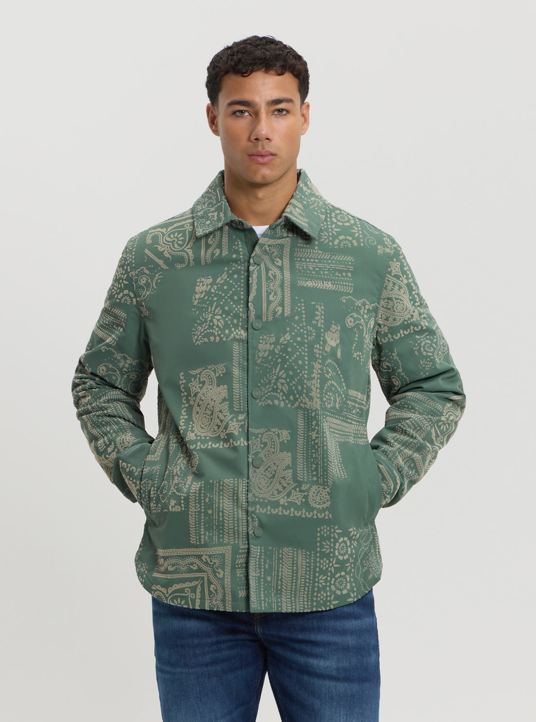 Stylish Green Bandana Print Shaket - Trendy Oversized Shirt for Women | Perfect for Casual Outfits, Beach Cover-Ups & Music Festivals
