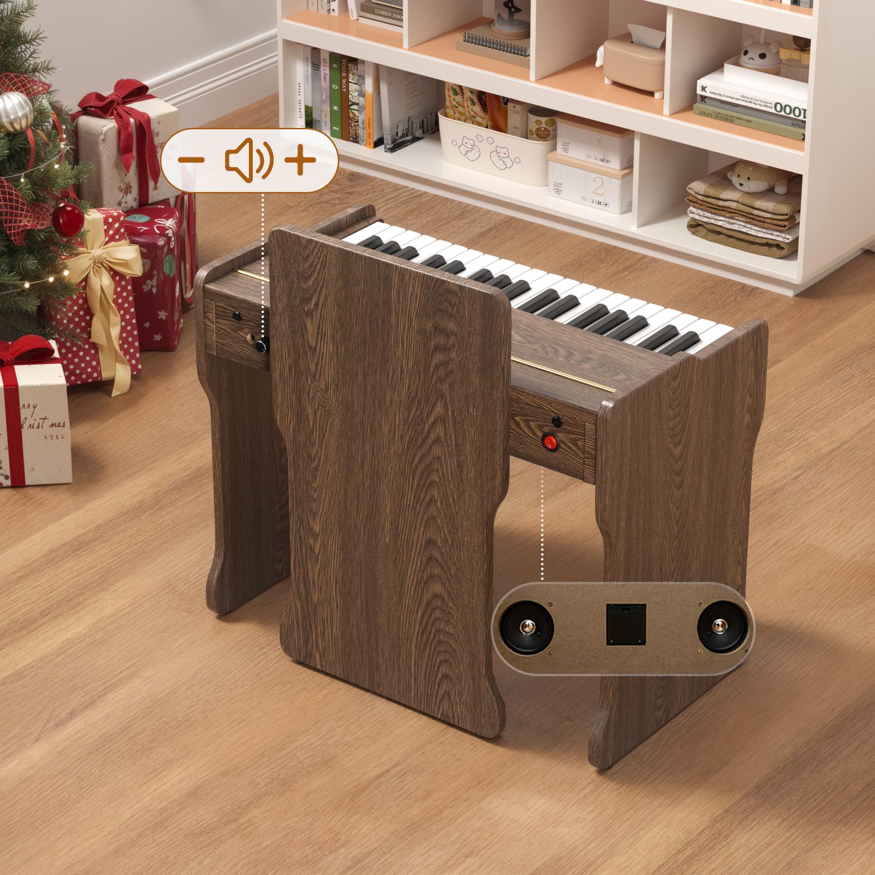 37-Key Kids Digital Piano Keyboard - Portable Wooden Piano Toy for Toddlers Ages 3+ | Musical Instrument Gift for Children | Perfect for Home Play, Early Music Education & Birthday Presents (Walnut Finish)