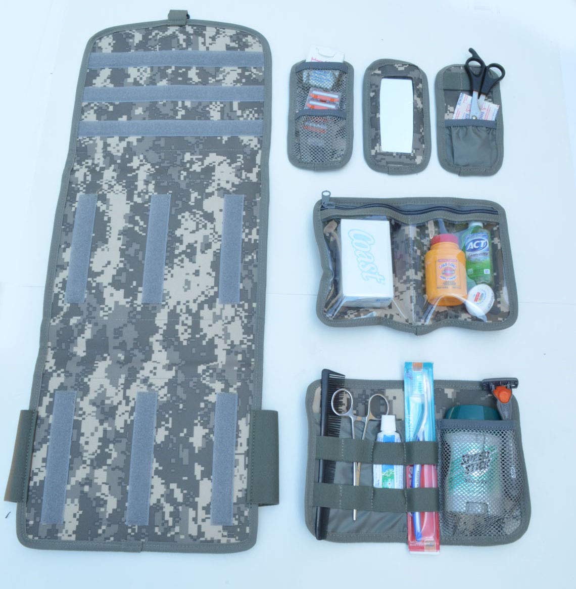 Tactical Molle Toiletry Bag for Camping & Travel - Military Grade Wash Kit with ACU Camo | Perfect for Outdoor Adventures, Hiking & Survival Gear