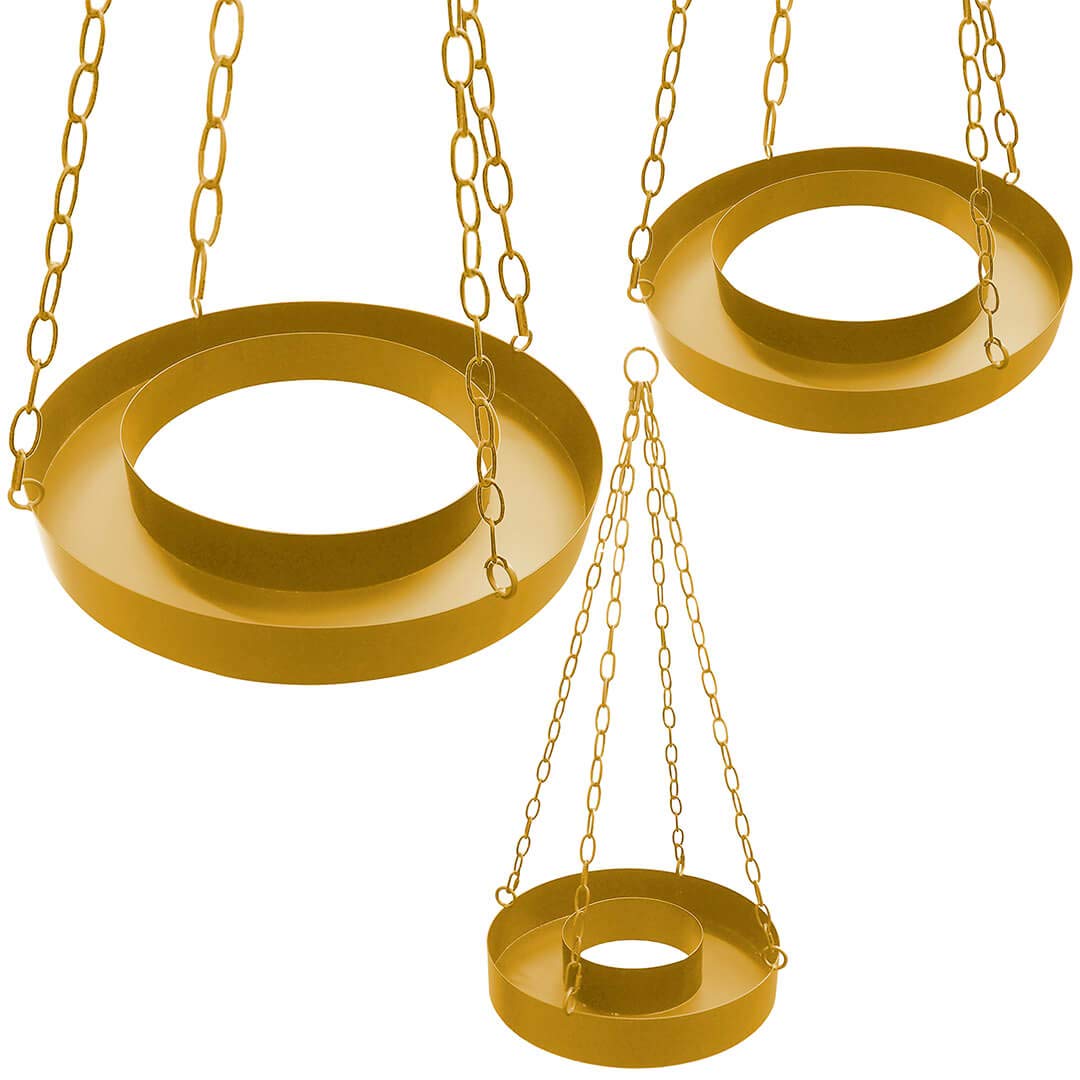 Koyal Wholesale Set of 3 Gold Round Metal Floral Chandelier Frames (35