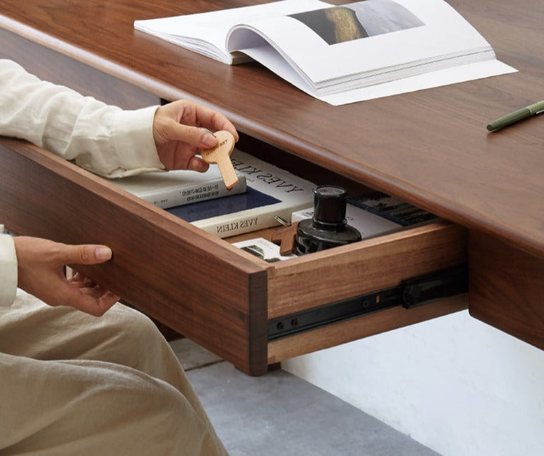 Premium Solid Wood Office Desk - Black Walnut, Oak & Ash Options | Modern Home Office & Executive Workspace Furniture