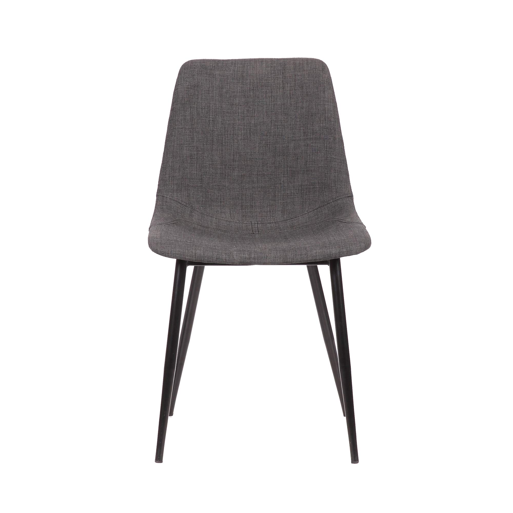 Armen Living Monte Mid Century Modern Dining Chair - Charcoal Gray Fabric Upholstery with Black Metal Legs - Perfect for Kitchen, Dining Table, Home Office Desk & Vanity Areas