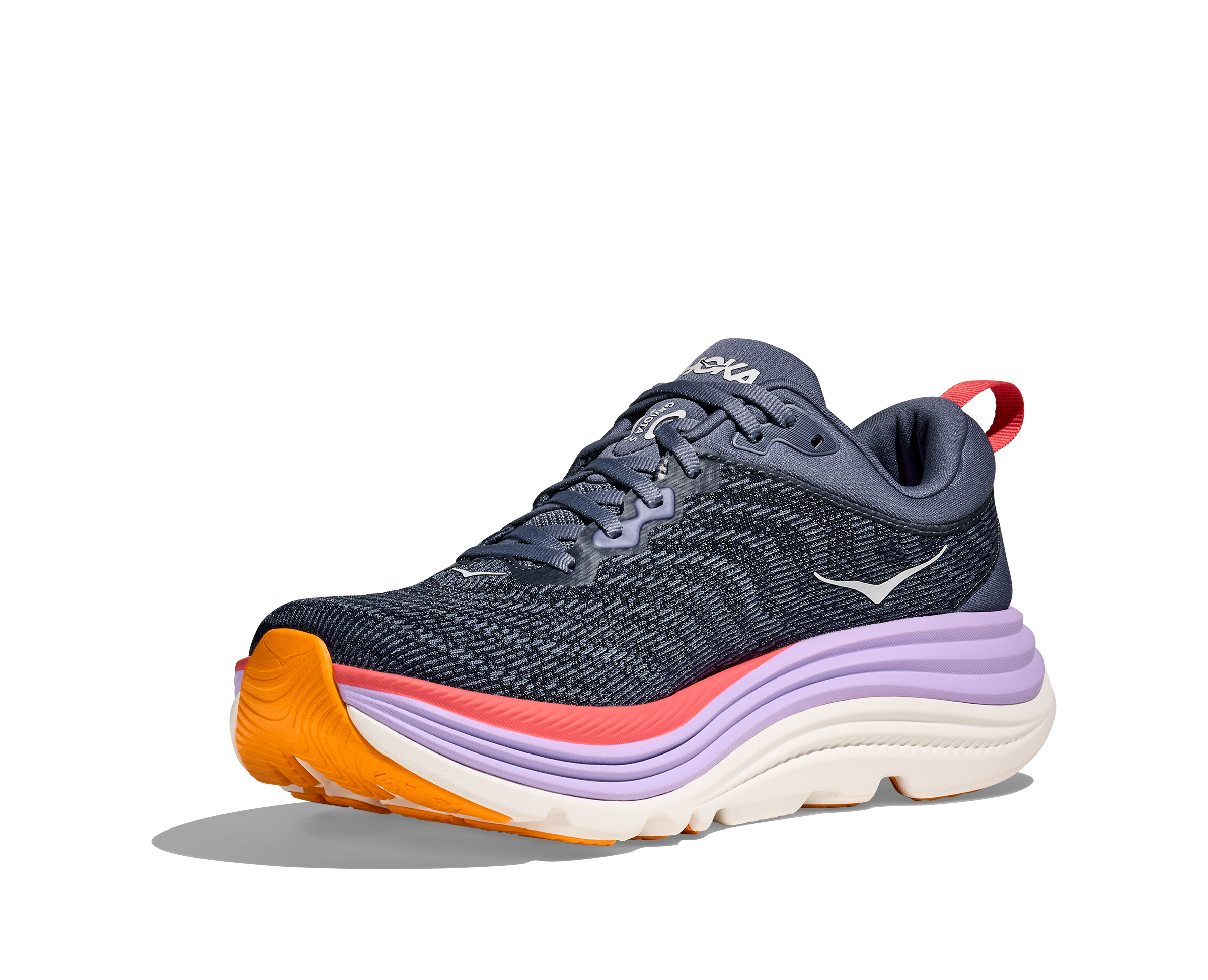 Women's HOKA Gaviota 5 Wide Running Shoes - ARP Anchor/Grapefruit Color - Stability & Cushion for Long-Distance Running & Walking