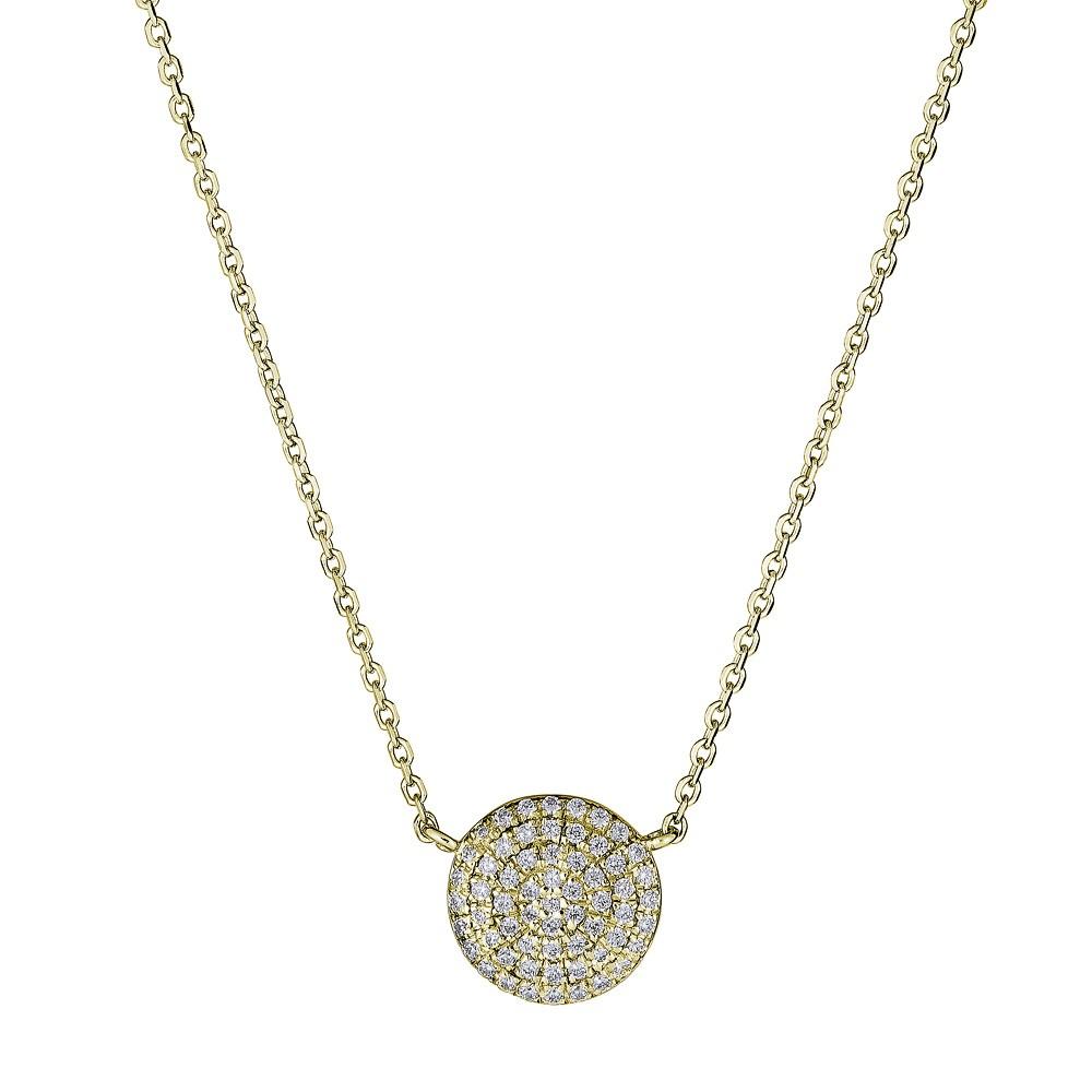 14K Gold 0.12 CTW Diamond Pavé Circle Pendant Necklace for Women - Elegant Everyday Jewelry & Perfect Gift for Anniversary, Birthday or Valentine's Day