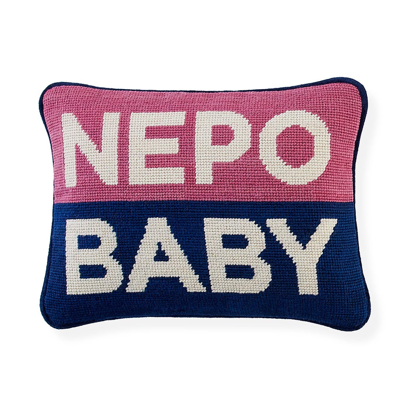 Handmade Nepo Baby Needlepoint Pillow - Cute Decorative Throw Pillow for Nursery, Living Room & Gift - Soft Embroidered Home Decor for Baby Shower, Kids Room & Cozy Spaces