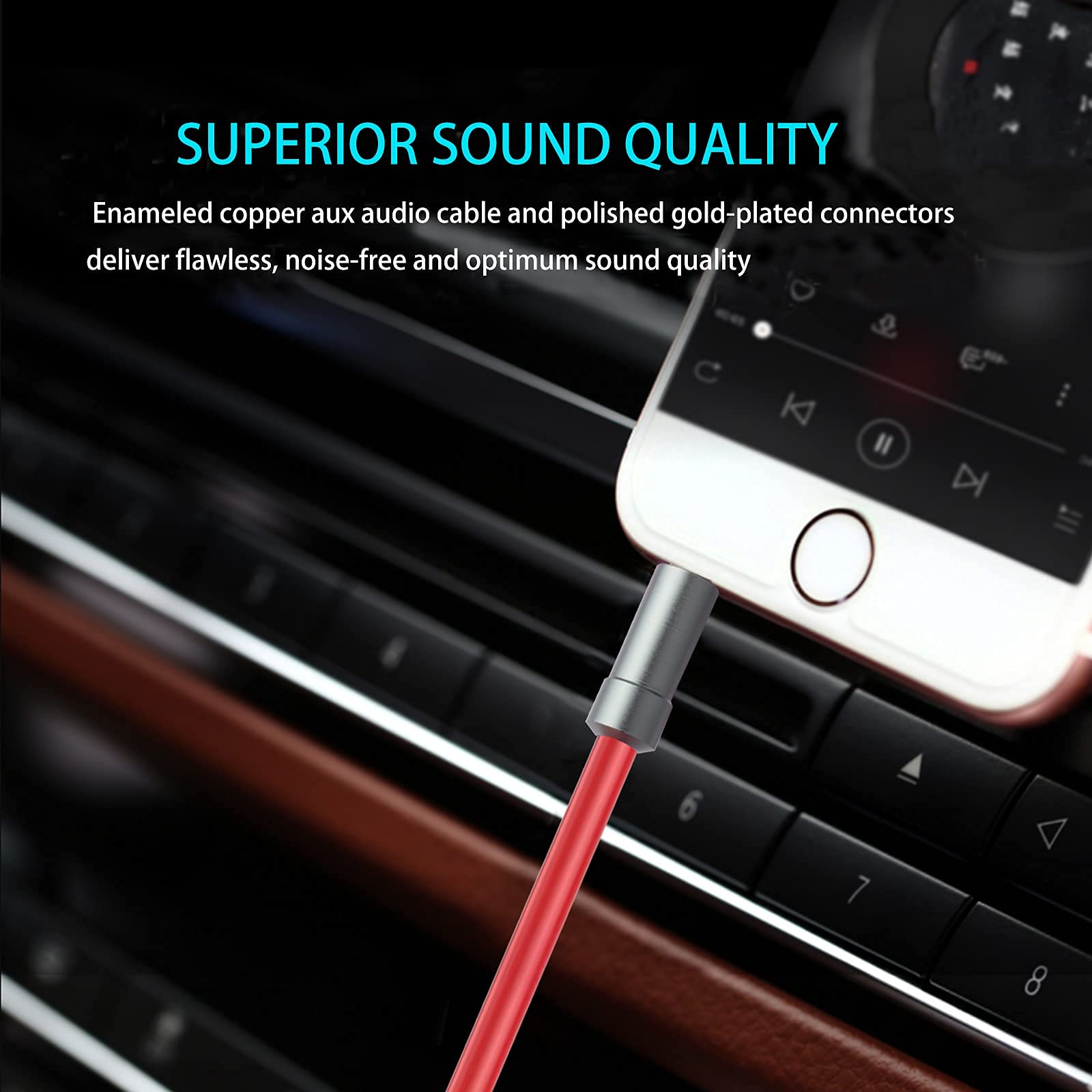 Alitutumao 3.5mm Aux Cable - High Fidelity Stereo Audio Cord (5 Feet) - Male to Male Connector for Headphones, Smartphones, Car Stereos, Speakers & More | Perfect for Home, Office & Car Audio Systems