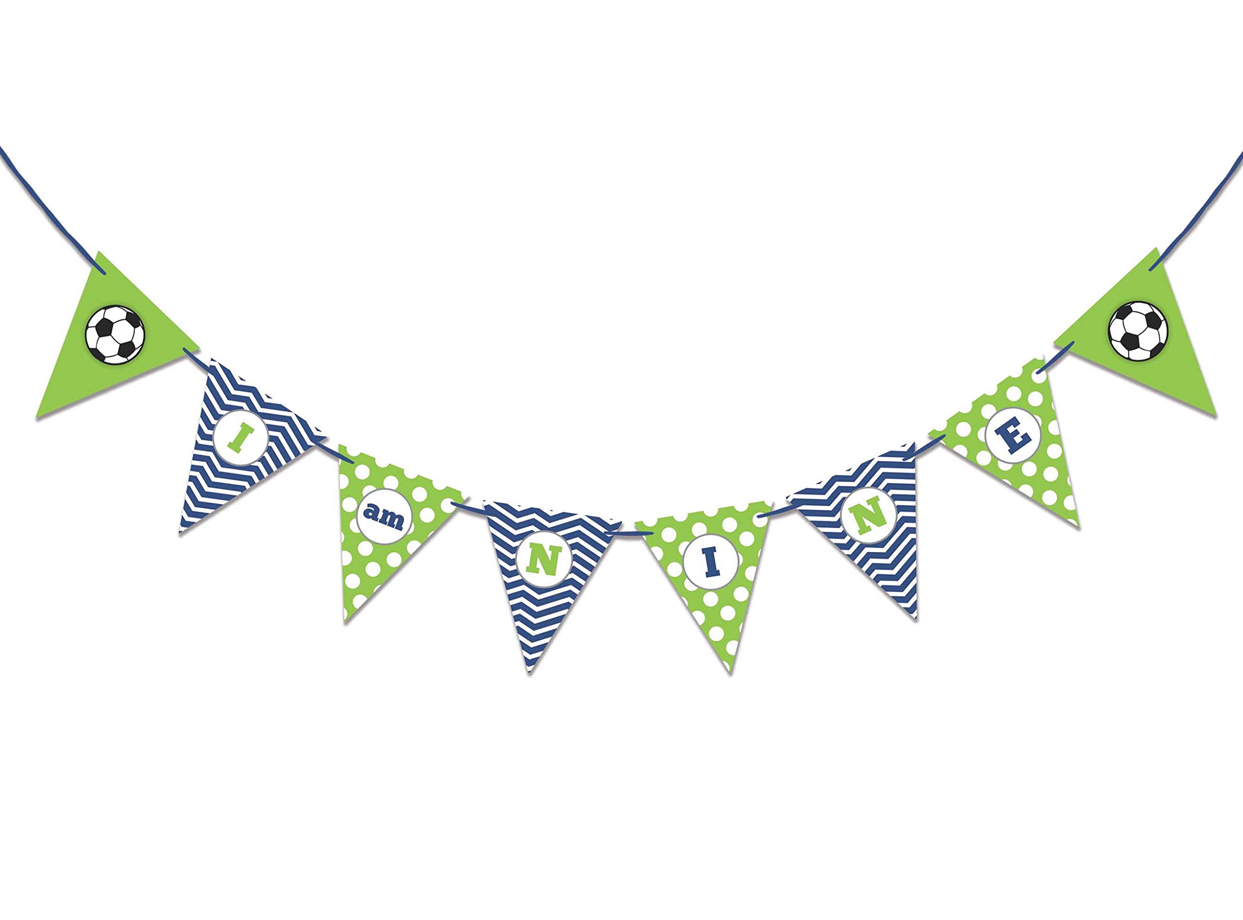 Personalized Soccer Birthday Banner for Boys - I Am Nine Pennant Sign - Perfect for Birthday Party Decorations & Sports Themed Celebrations