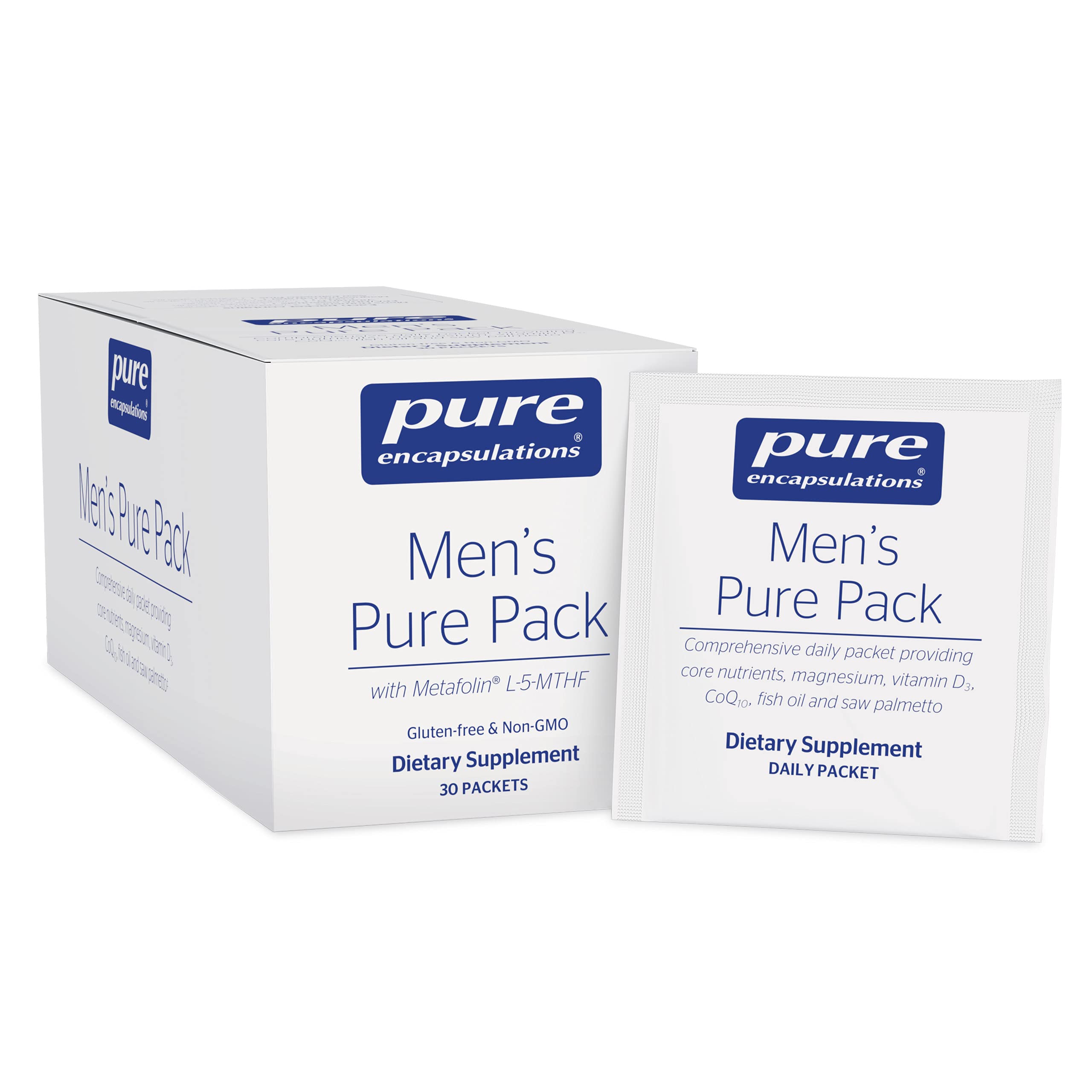 Pure Encapsulations Men's Pure Pack Multivitamin - Complete Daily Vitamin & Mineral Supplement with Magnesium, Vitamin D3, CoQ10 & Omega-3s - 30 Packets for Energy, Heart Health & Immune Support - Perfect for Active Men & Fitness Enthusiasts