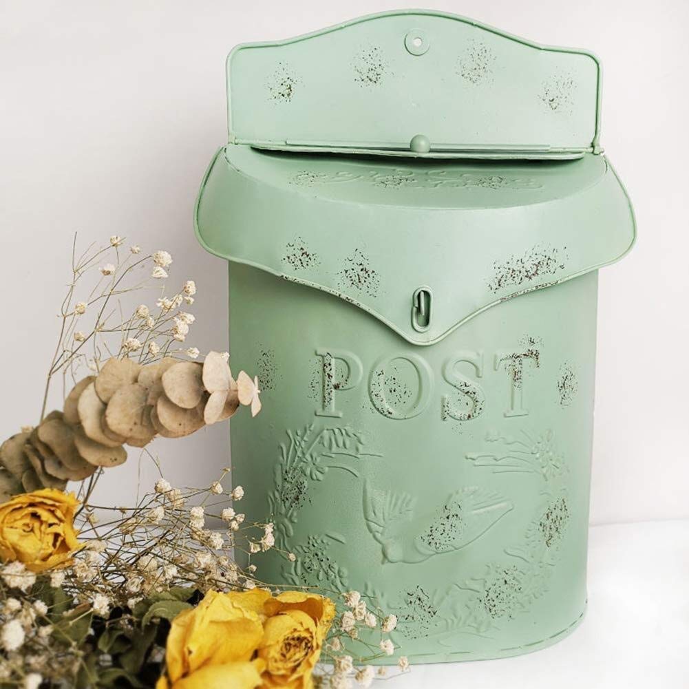 Vintage European Style Lockable Wall Mount Mailbox - Weatherproof Outdoor Vertical Post Box for Home, Garden & Yard Decoration (Green) - Perfect for Front Door, Porch, and Patio Use