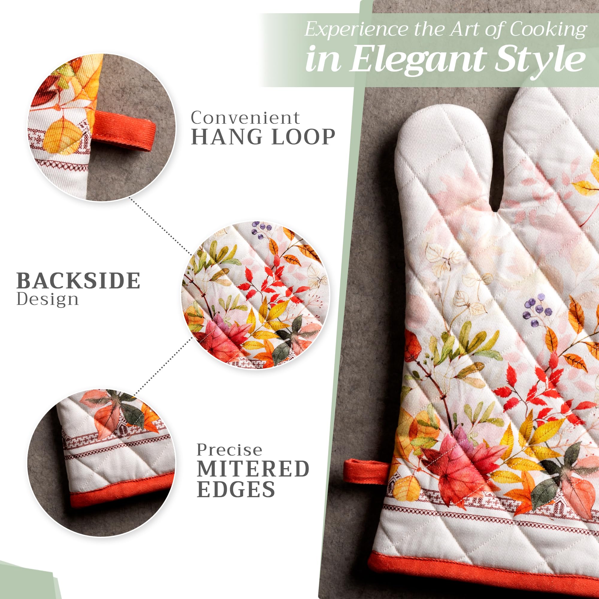 Heat Resistant 100% Cotton Oven Mitts (7.5