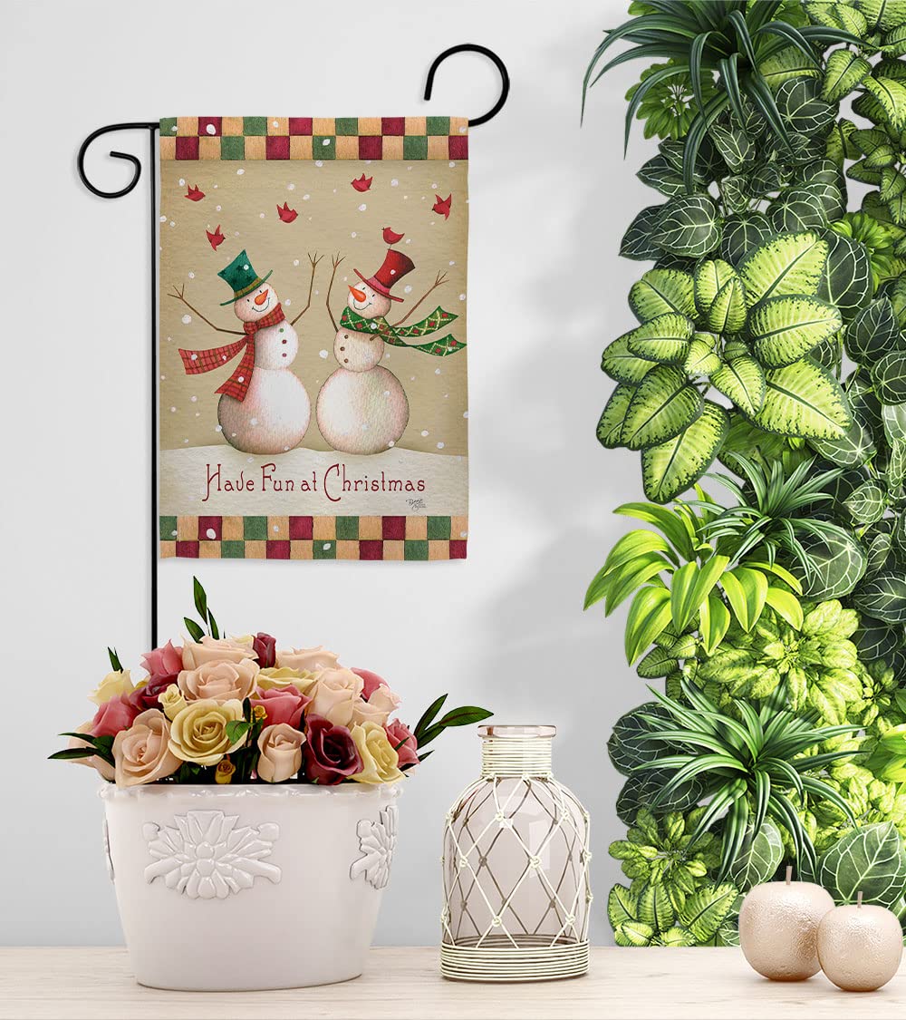 Winter Christmas Decorative Banner Pole & Garden Flag Set 13x18.5in - Holiday Yard Decor