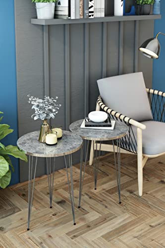 Grey Marble High Gloss / Silver Legs