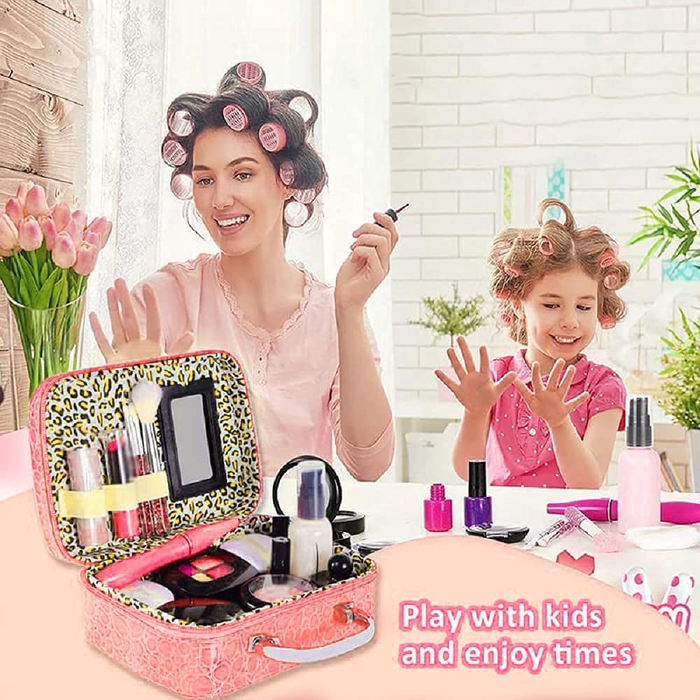 EKESHVAR Leather Makeup Organizer Bag - Cosmetic & Jewelry Storage Box with Magnifying Mirror | Travel Toiletry Case for Women | Perfect for Home Vanity, Travel & Gift Giving