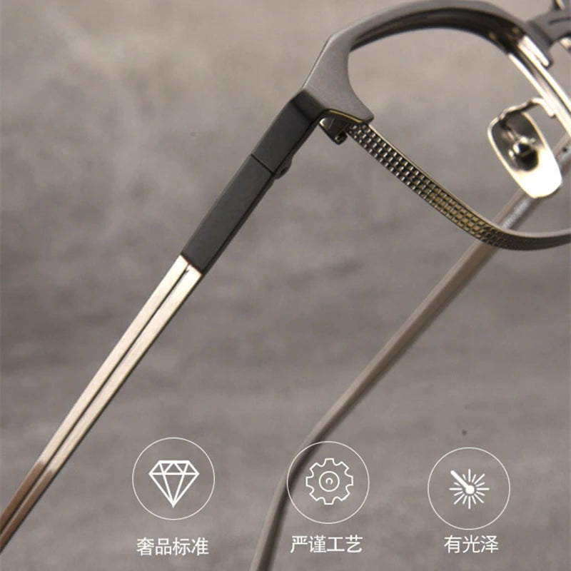 Stylish Black Unisex Titanium Full Rim Square Eyeglasses 49024 - Perfect for Work, Reading & Fashion Accessories