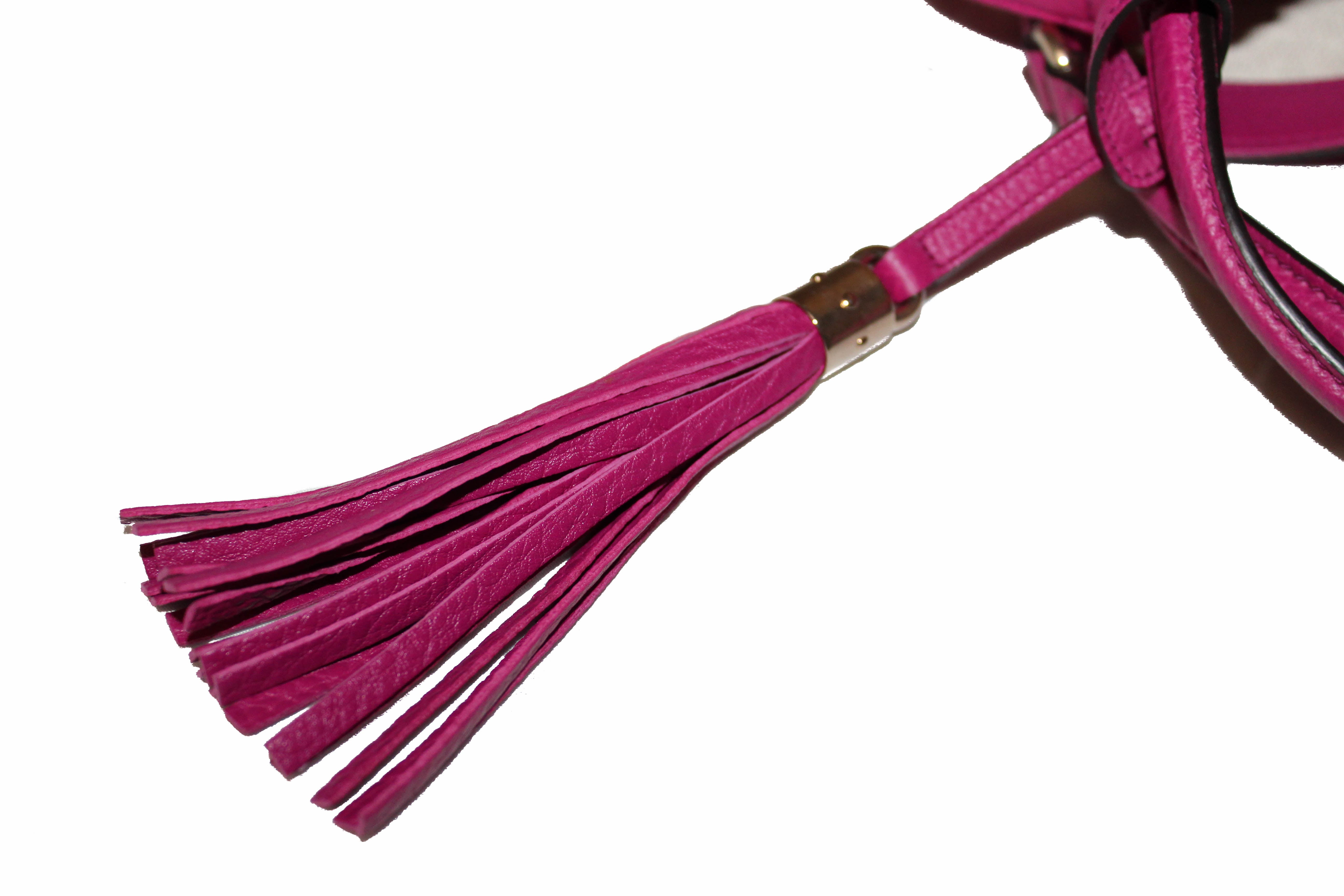 Authentic Gucci Magenta Soho Convertible Leather Small Shoulder Bag for Women | Luxury Crossbody Purse | Perfect for Date Night, Shopping & Travel