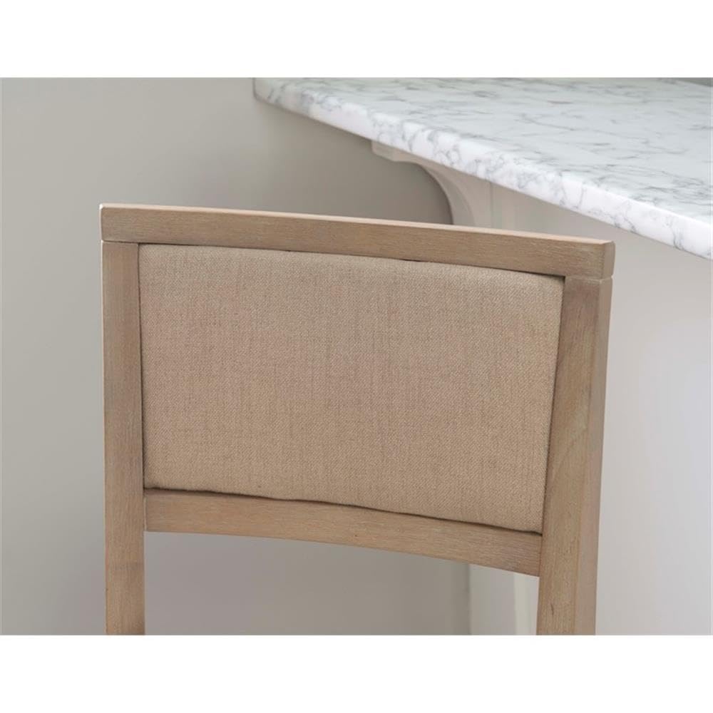 Linon Keira Graywash Wood Folding Bar Stool with Padded Fabric Seat & Back - Perfect for Kitchen Islands, Home Bars & Small Spaces