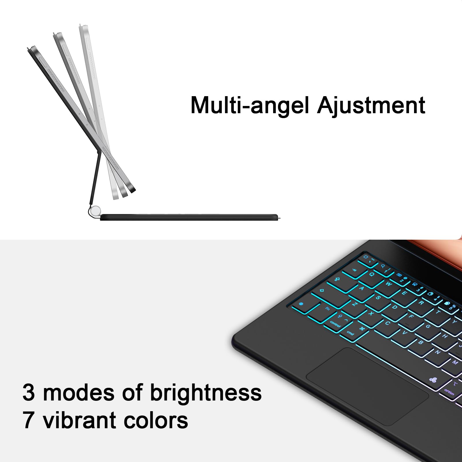 iPad Air 11-inch 2025 Keyboard Case | Magic Keyboard Compatible with iPad Pro 11-inch (1st-4th Gen) & iPad Air (4th-6th Gen) | Backlit Multi-Touch Trackpad | Floating Magnetic Stand | Black | Perfect for Work, Study & Creative Projects