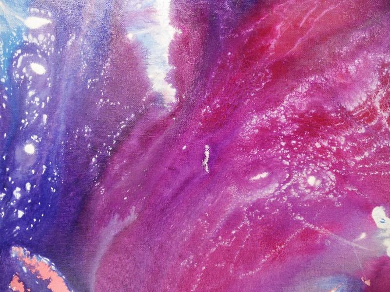 Blue Bird Liquid Carat 120x120cm Pink Purple Abstract Canvas Art - Modern Wall Decor for Living Room, Bedroom & Office