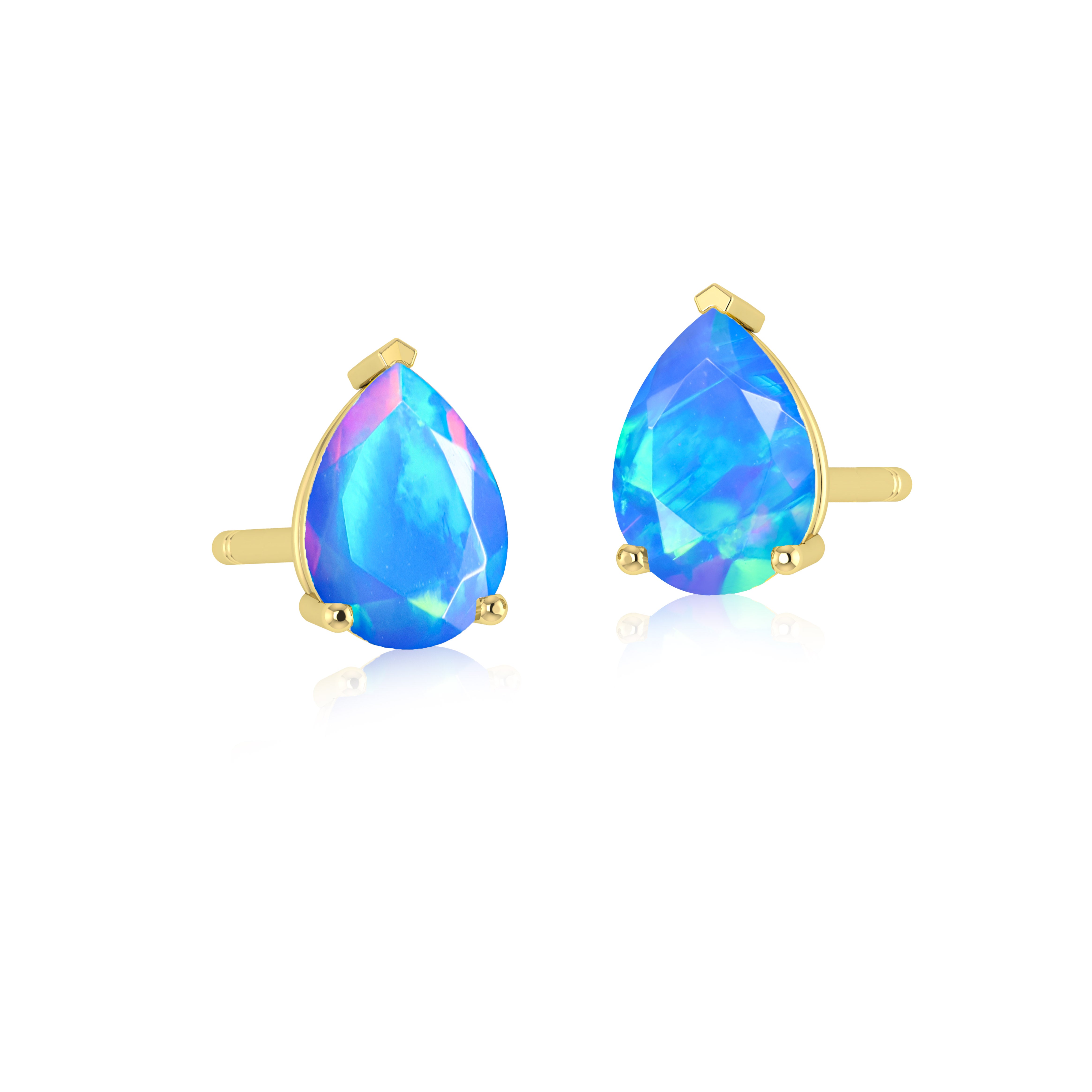 Black Multi Fire Pear Opal Prong Stud Earrings for Women - Dainty Elegant Jewelry for Parties, Weddings & Everyday Wear
