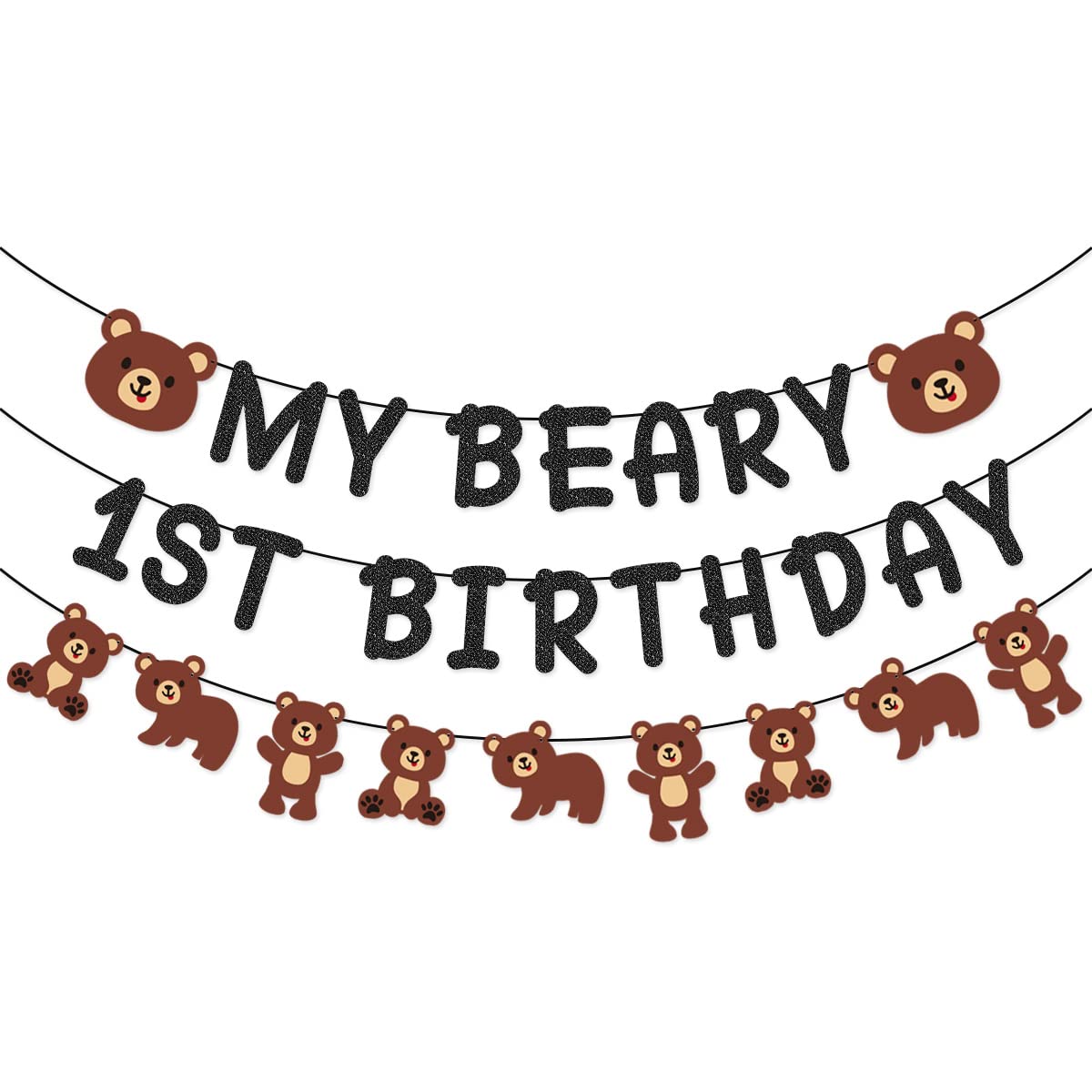 My Beary 1st Birthday Banner - Teddy Bear Themed First Birthday Party Decorations for Baby Showers, Nursery Room & Birthday Photo Backdrops