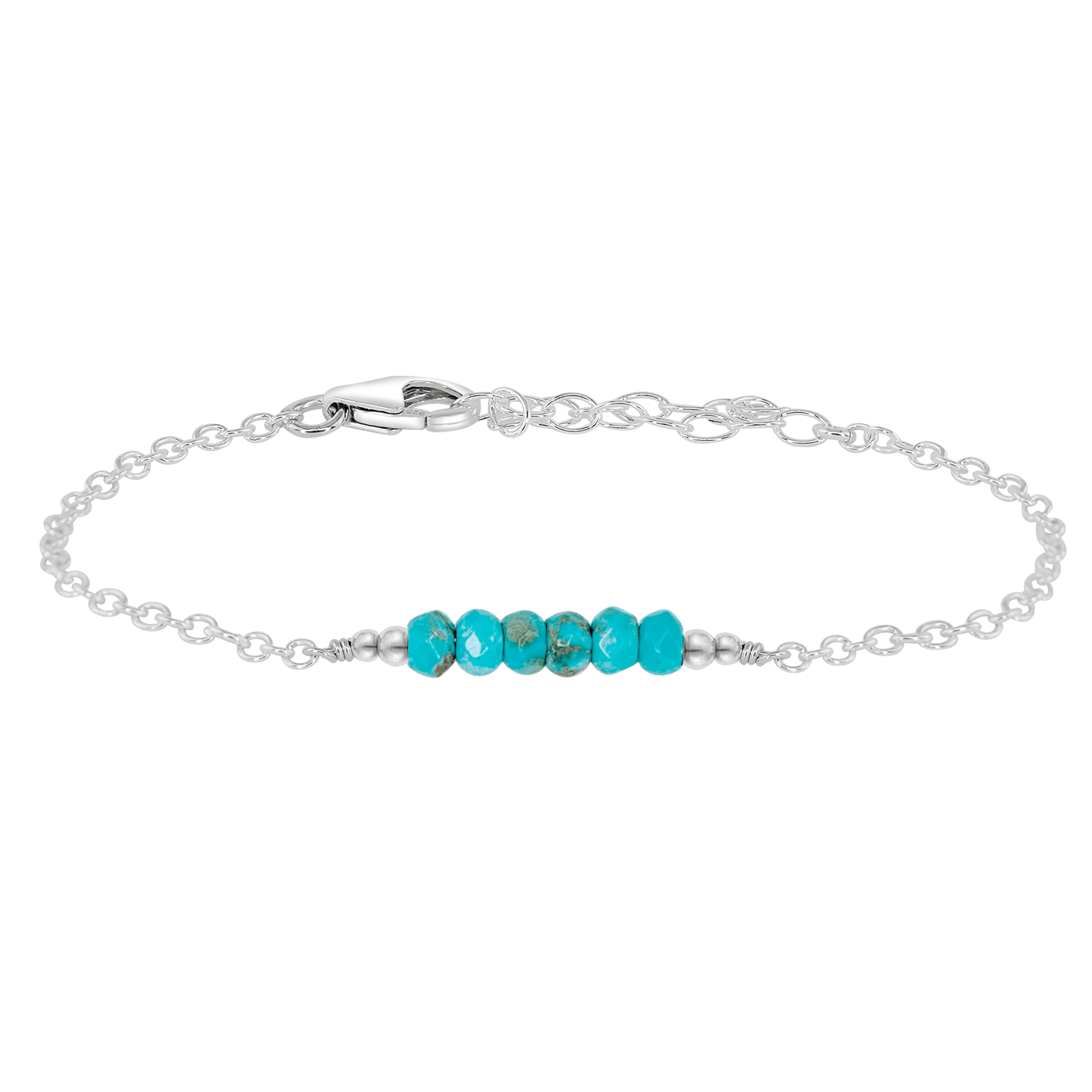 Sparkling Turquoise Gemstone Faceted Bead Bar Bracelet for Women - Handmade Boho Chic Jewelry for Casual Wear, Parties & Gifts