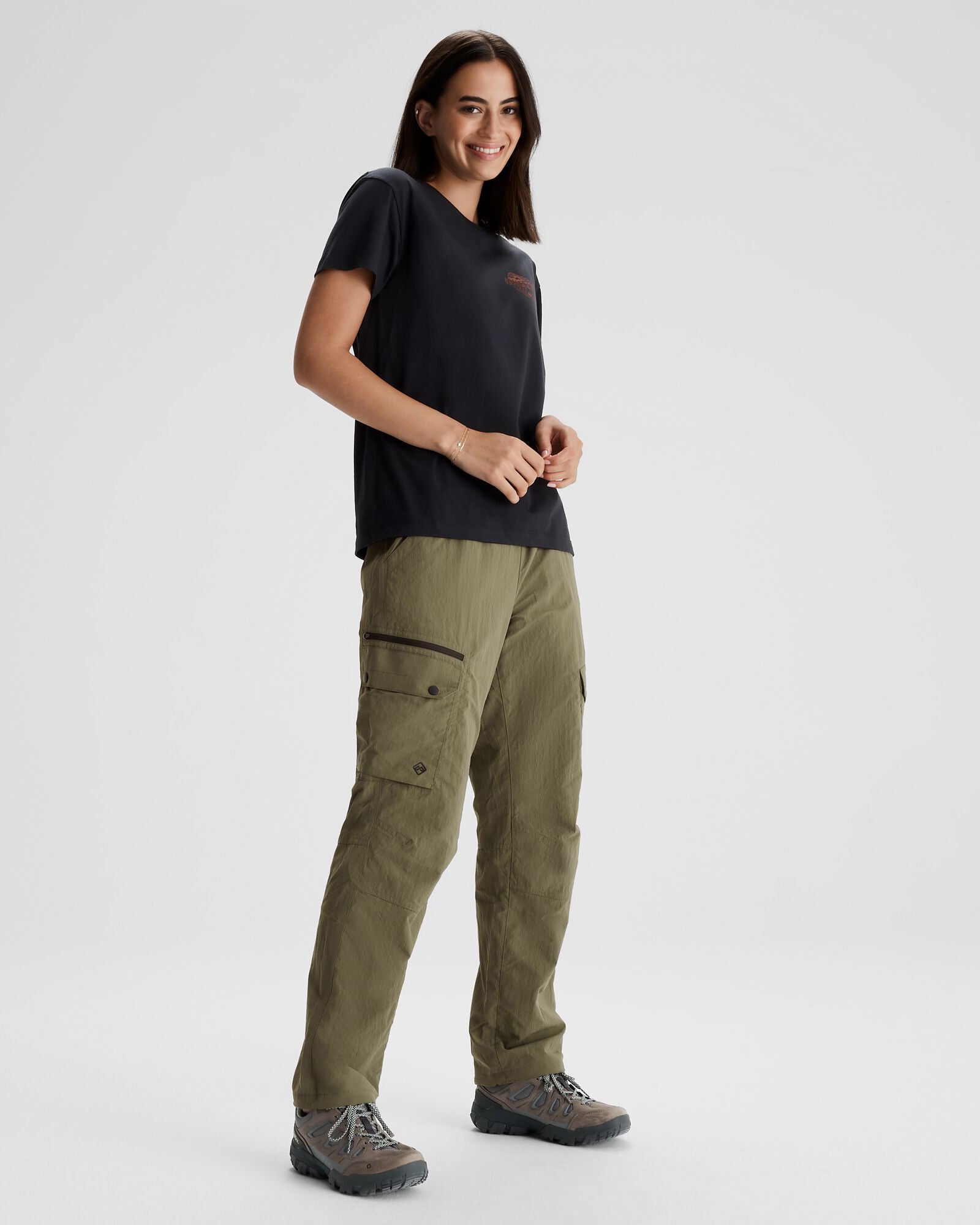 Women's Kathmandu Logo Faded Organic Cotton T-Shirt - Black | Eco-Friendly Casual Tee for Everyday Wear & Outdoor Activities