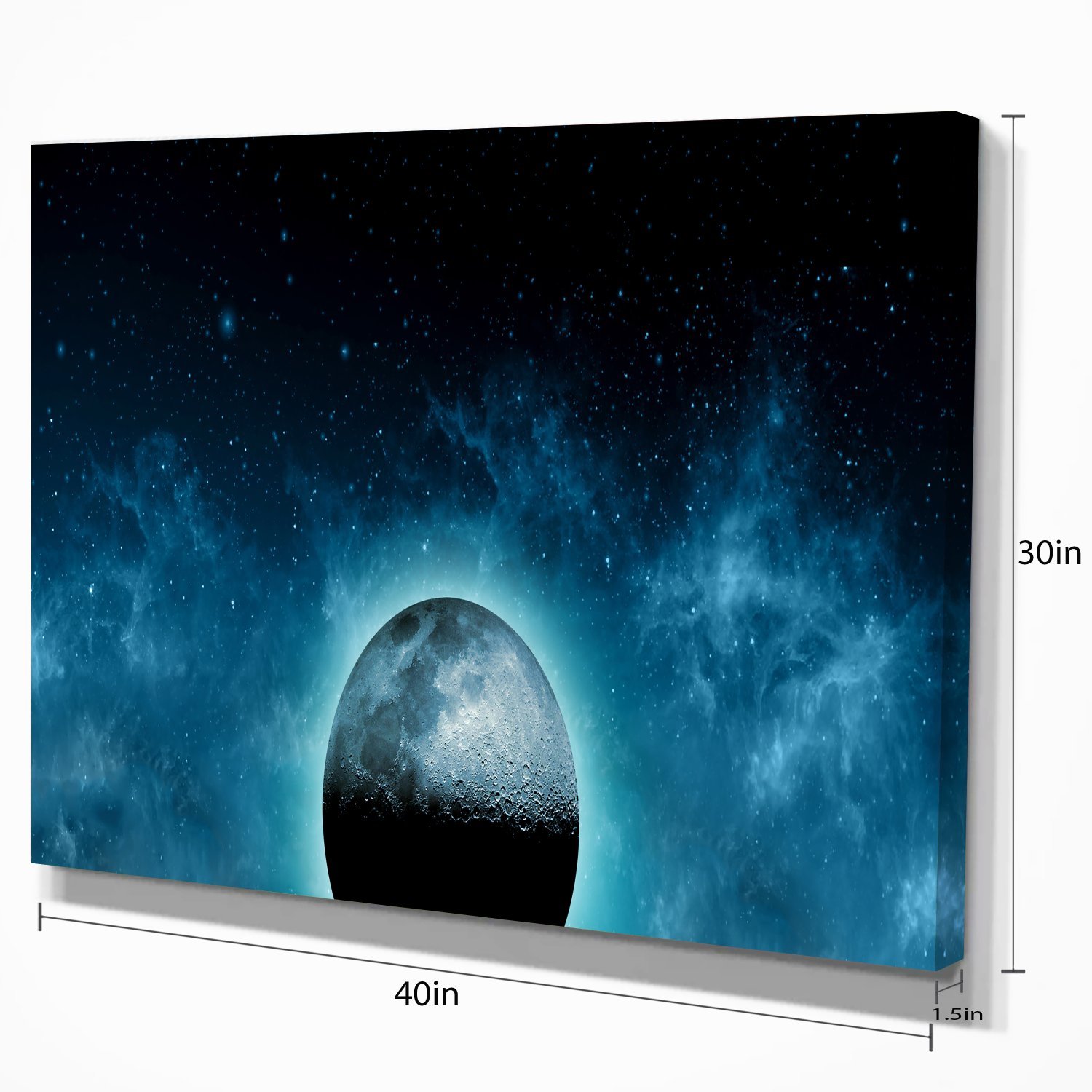 Galaxy Moon Wall Art - Extra Large Landscape Canvas Print for Living Room, Bedroom & Office Decor | Space Themed Home Decoration