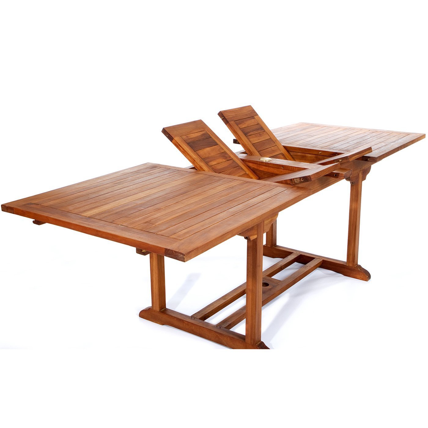 Premium Cedar Teak Rectangle Extension Dining Table - Solid Wood, Expandable Design for Family Gatherings & Dinner Parties - Perfect for Dining Room, Kitchen, or Outdoor Entertaining