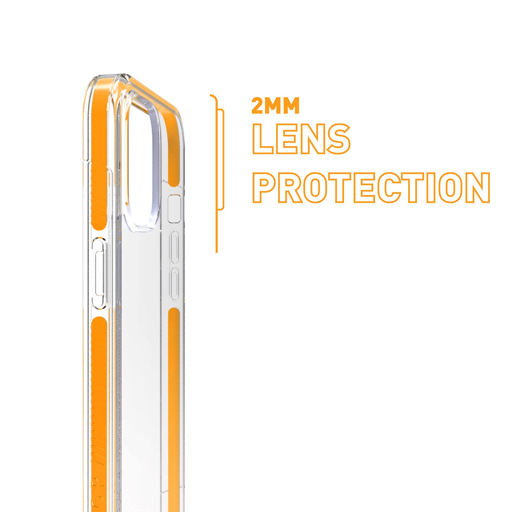 ARMOR Signature Crystal Clear iPhone 12 Pro/12 Case with Orange Tape - Slim Protective Cover for Everyday Use, Work & Travel