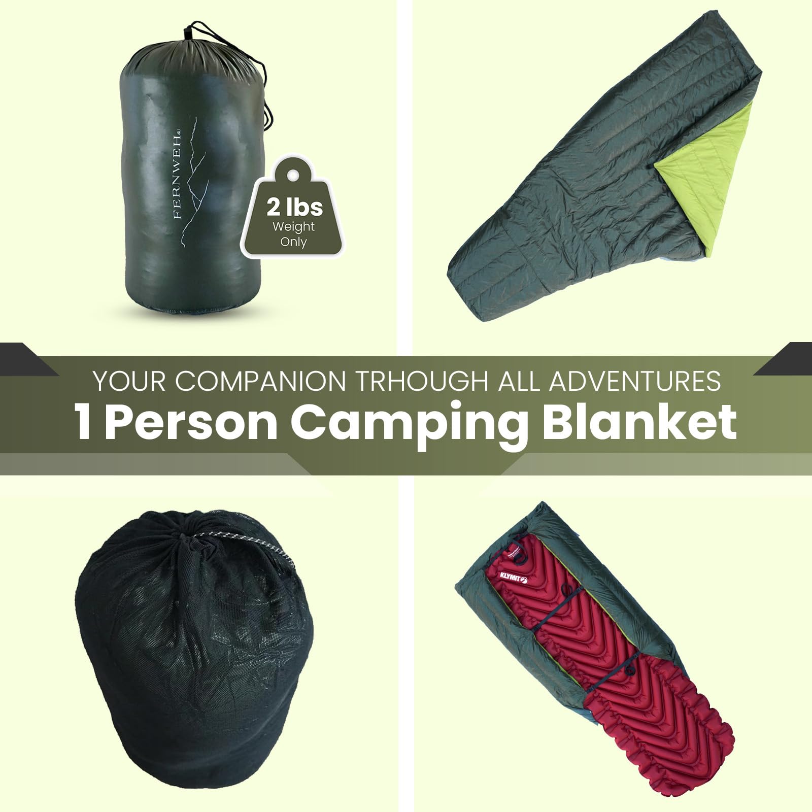 Ultralight 850 Down Sleeping Bag & Top Quilt - Premium Backpacking Camping Blanket for Hiking, Travel & Outdoor Adventures
