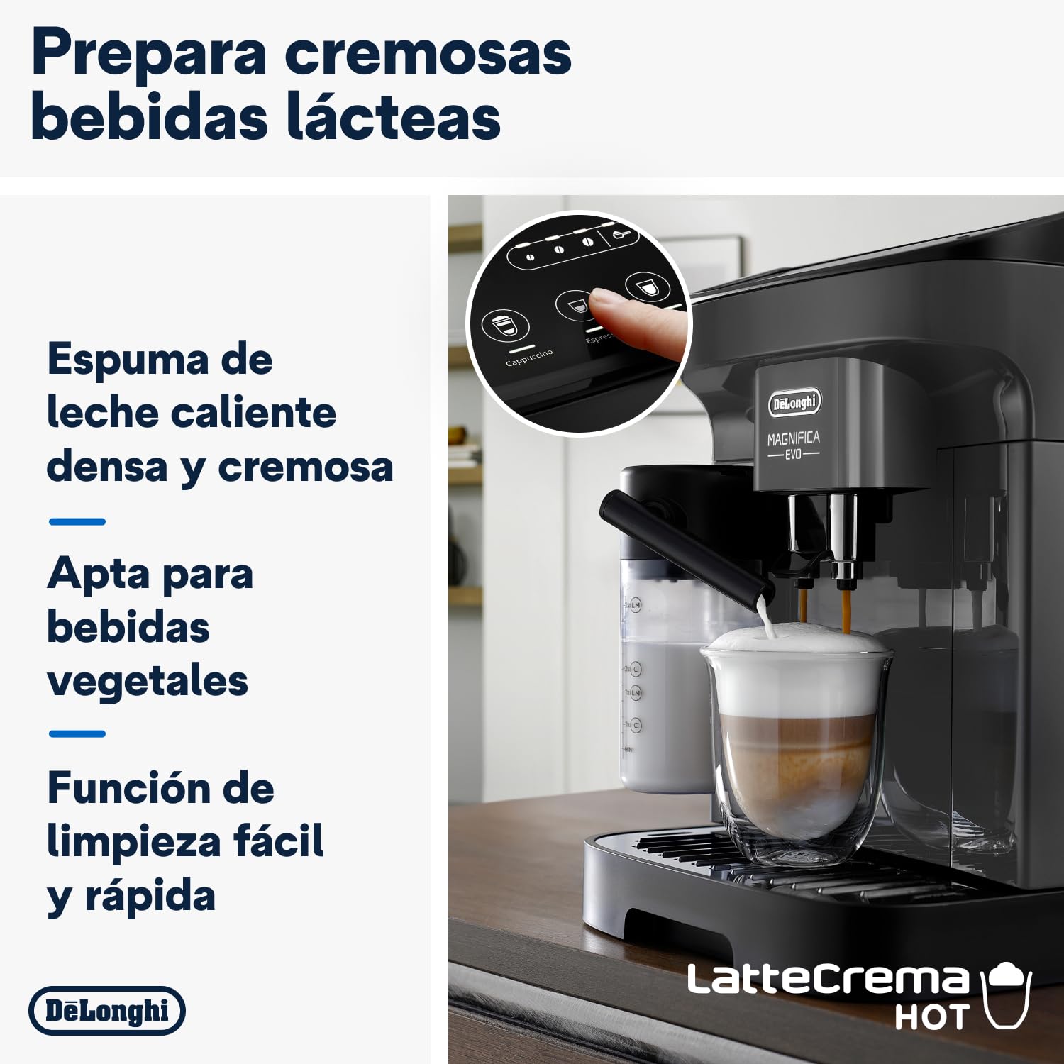 De'Longhi Magnifica Evo ECAM292.52.GB Super Automatic Espresso Machine with Milk Frother, LatteCrema System, Bean to Cup Coffee Maker for Cappuccino & Espresso - 1450W, 4 Preset Recipes, Black - Perfect for Home Baristas & Office Coffee Stations