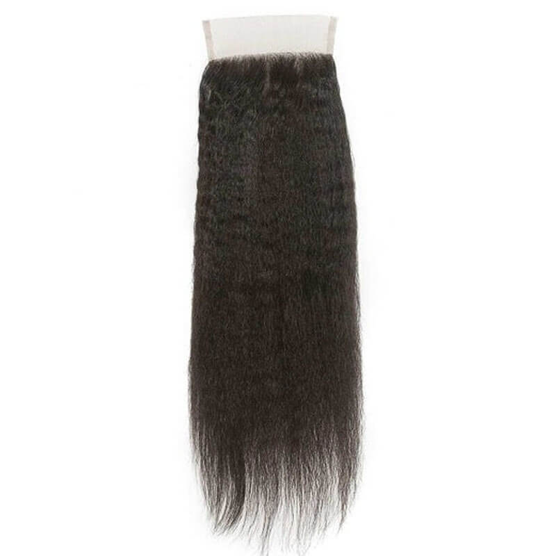 Eullair Kinky Straight Human Hair Bundles with Closure 3/4 PCS - 4x4 5x5 2x6 Lace Closure - 100% Remy Human Hair Extensions for Natural Look - Perfect for Styling, Weaving & Everyday Wear