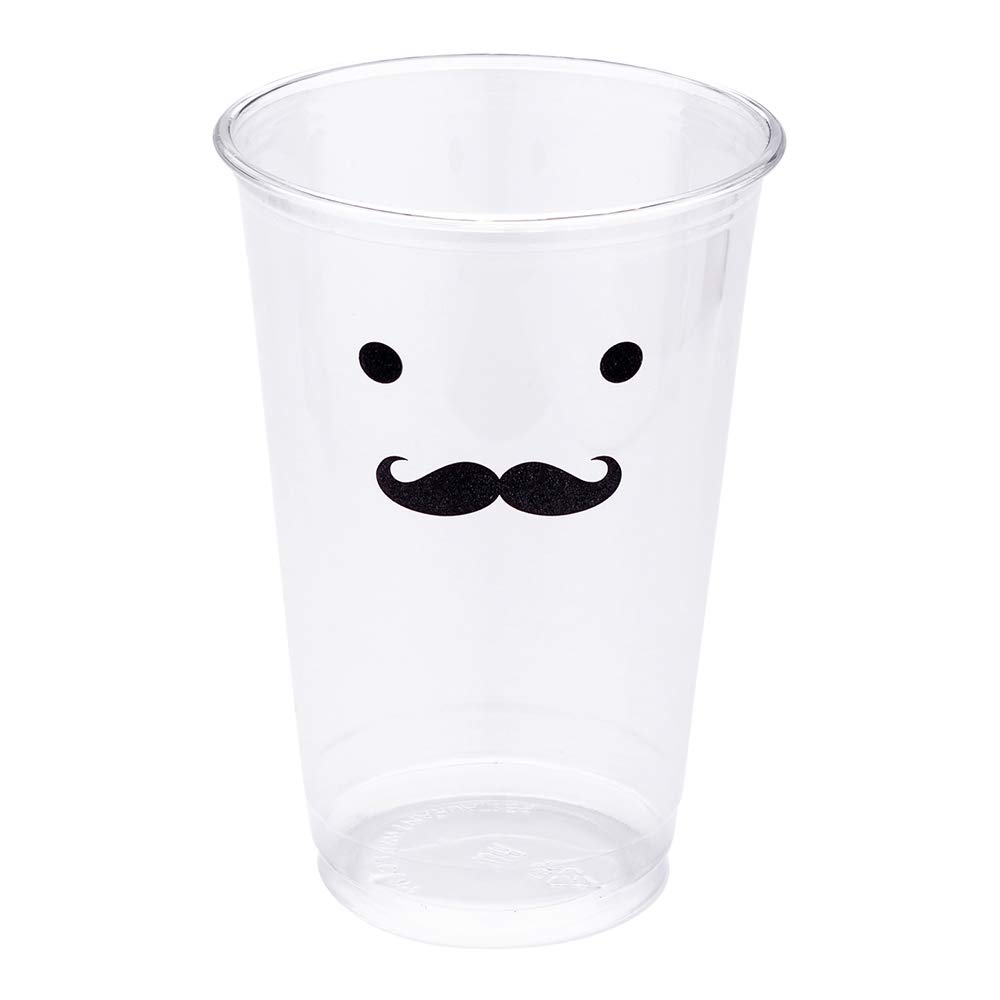 Restaurantware Visage 16oz Clear PET Plastic Cold Drink Cups (1000 Pack) - Disposable Party Cups with Monsieur Mustache Design for Birthday Parties, Weddings & Events | Perfect for Iced Coffee, Smoothies & Cocktails