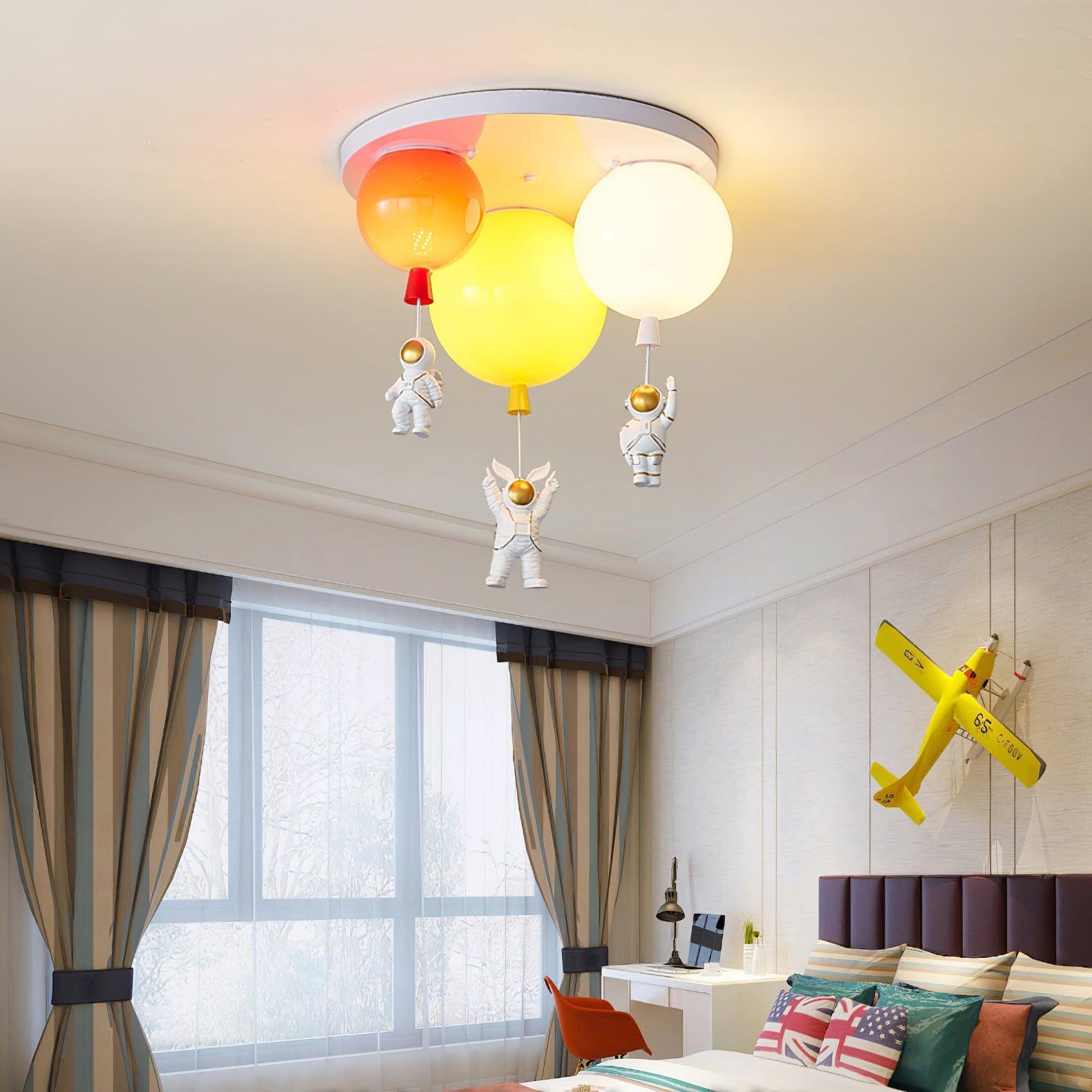 Astronaut Glossy Balloon Ceiling Lamp - Space Themed LED Night Light for Kids Room & Nursery Decor - Perfect for Bedroom, Playroom, and Birthday Party Decorations