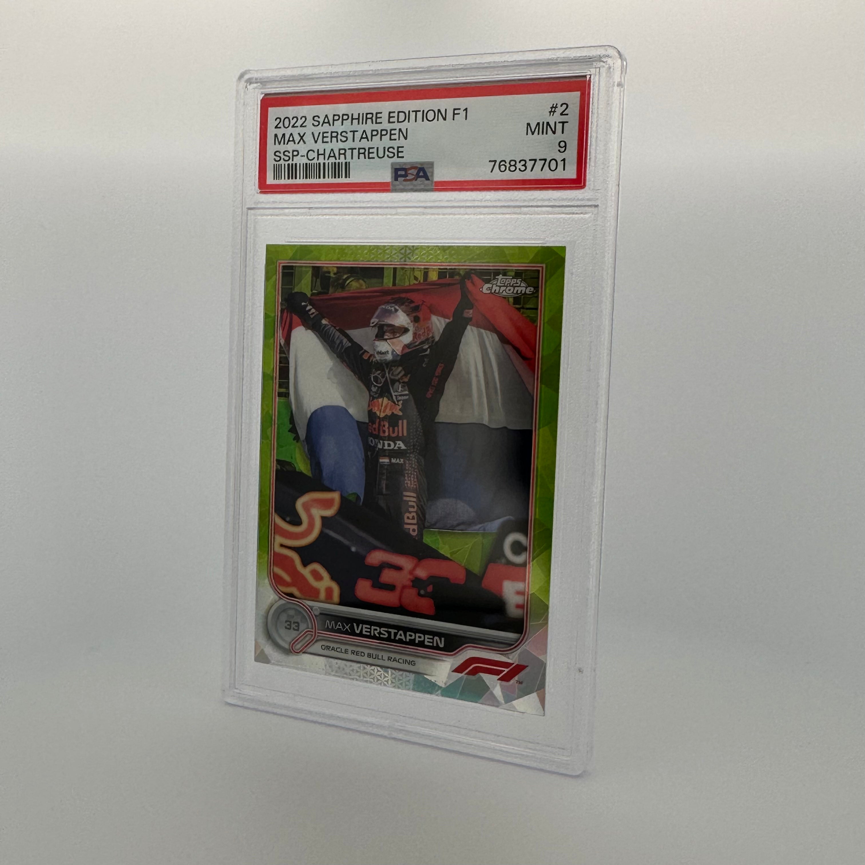 PSA 9 Graded Max Verstappen #2 106/199 Sapphire Edition SSP Chartreuse - Rare F1 Racing Card for Collectors & Investors