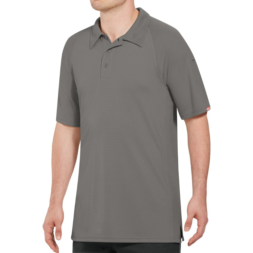 Red Kap Men's Short Sleeve Performance Knit Flex Series Active Polo Shirt SK92 - Moisture Wicking, Stretchable & Breathable Workwear for Men - Ideal for Office, Golf & Outdoor Activities (Grey)
