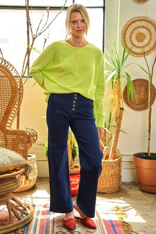 Stylish Button Down Side Slit Pullover Knit Top for Women | Casual & Office Wear | Perfect for Layering & Everyday Outfits