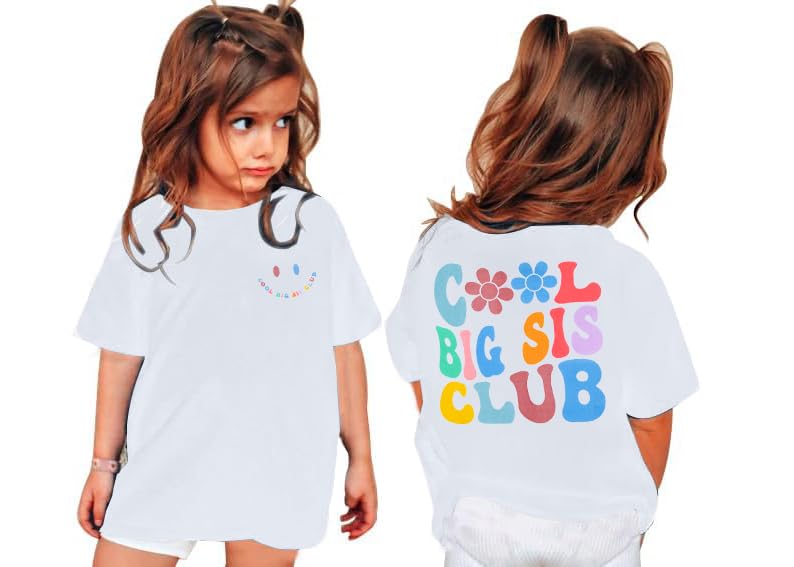 Cool Big Sis Club T-Shirt - Big Sister Announcement Outfit for Toddler Girls | Family Events & Gifts