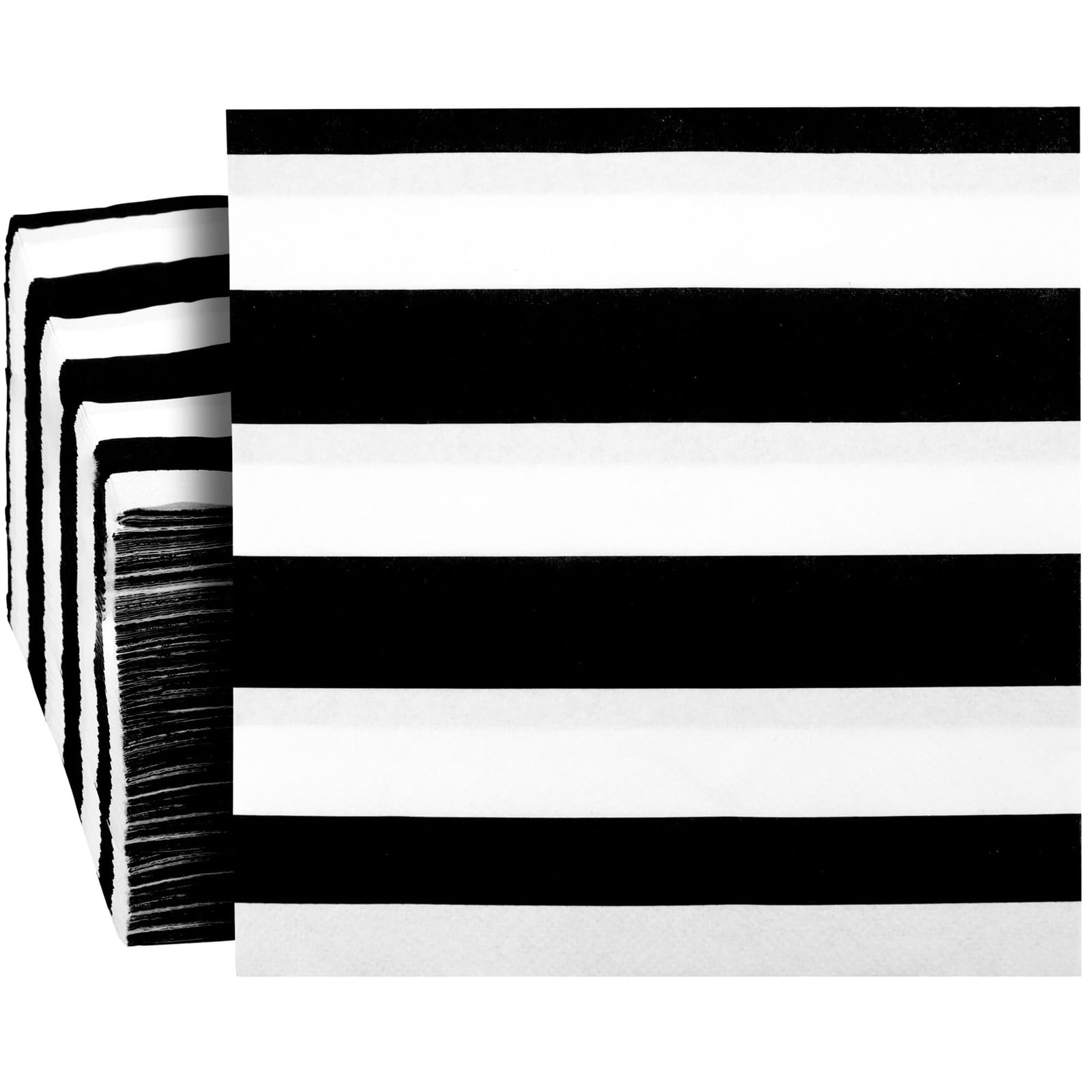 150 Pack Black and White Striped Disposable Paper Napkins - 6.5x6.5 Inch Elegant Party Napkins for Birthday, Baby Shower, Graduation, Wedding, Dinner & Holiday Celebrations