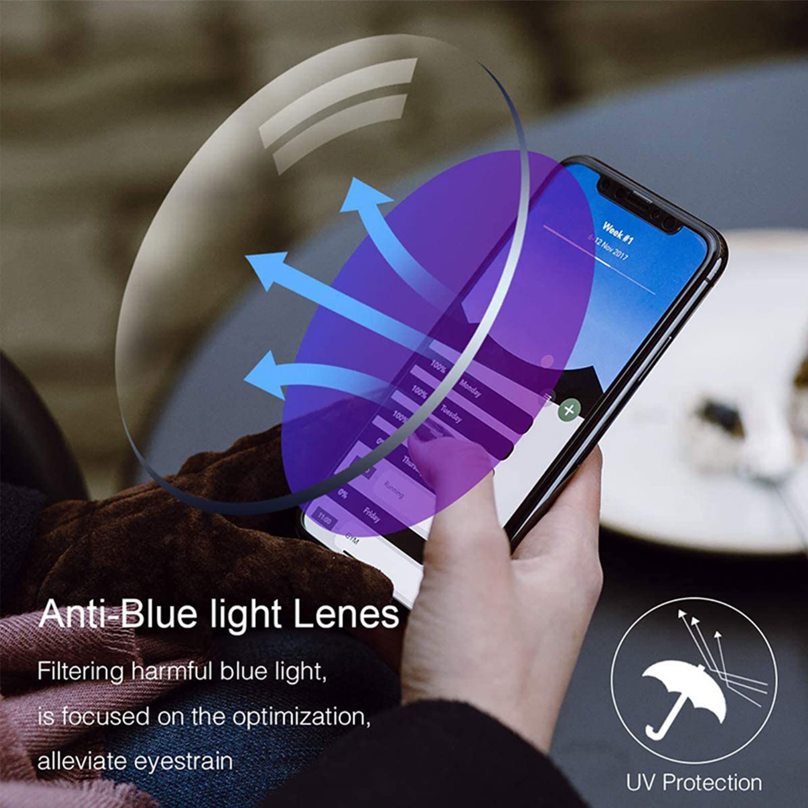 Blue Light Blocking Clip-On Reading Glasses - Unisex (2.5) for Computer & Reading