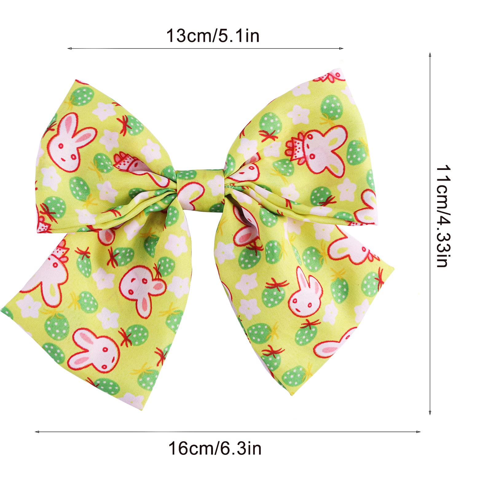 2pcs Easter Big Bow Hair Clips for Girls - Cute French Hair Bows with Rabbit Design, Soft Satin Barrettes & Hair Slides (Green) - Perfect for Easter Outfits, Spring Parties & Photo Shoots