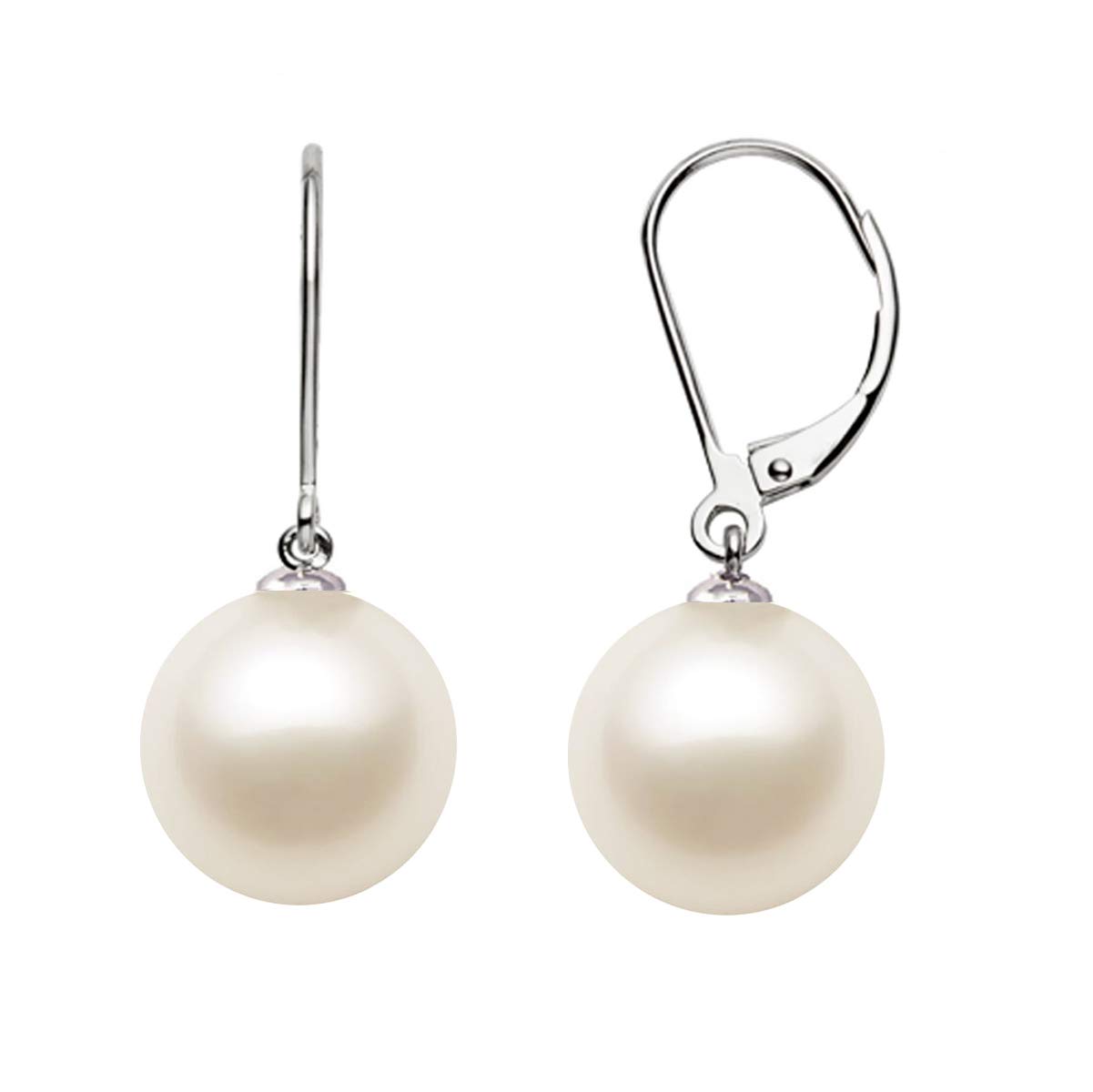 AAA Quality Freshwater Cultured Pearl Leverback Dangle Earrings for Women in Sterling Silver | Elegant Wedding, Party & Evening Wear Jewelry