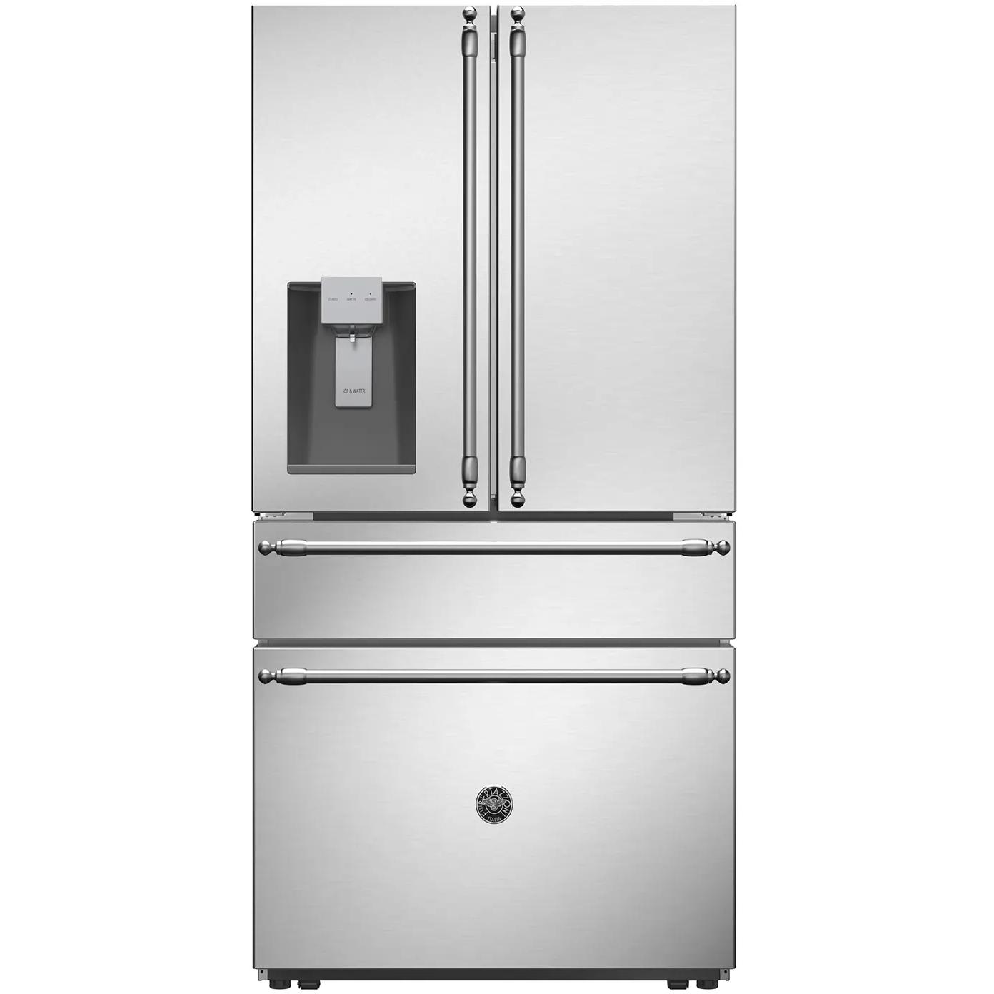 Bertazzoni 36 Inch French Door Refrigerator - 21.6 cu.ft Capacity, 4 Doors, Stainless Steel | Perfect for Modern Kitchens & Open-Concept Homes